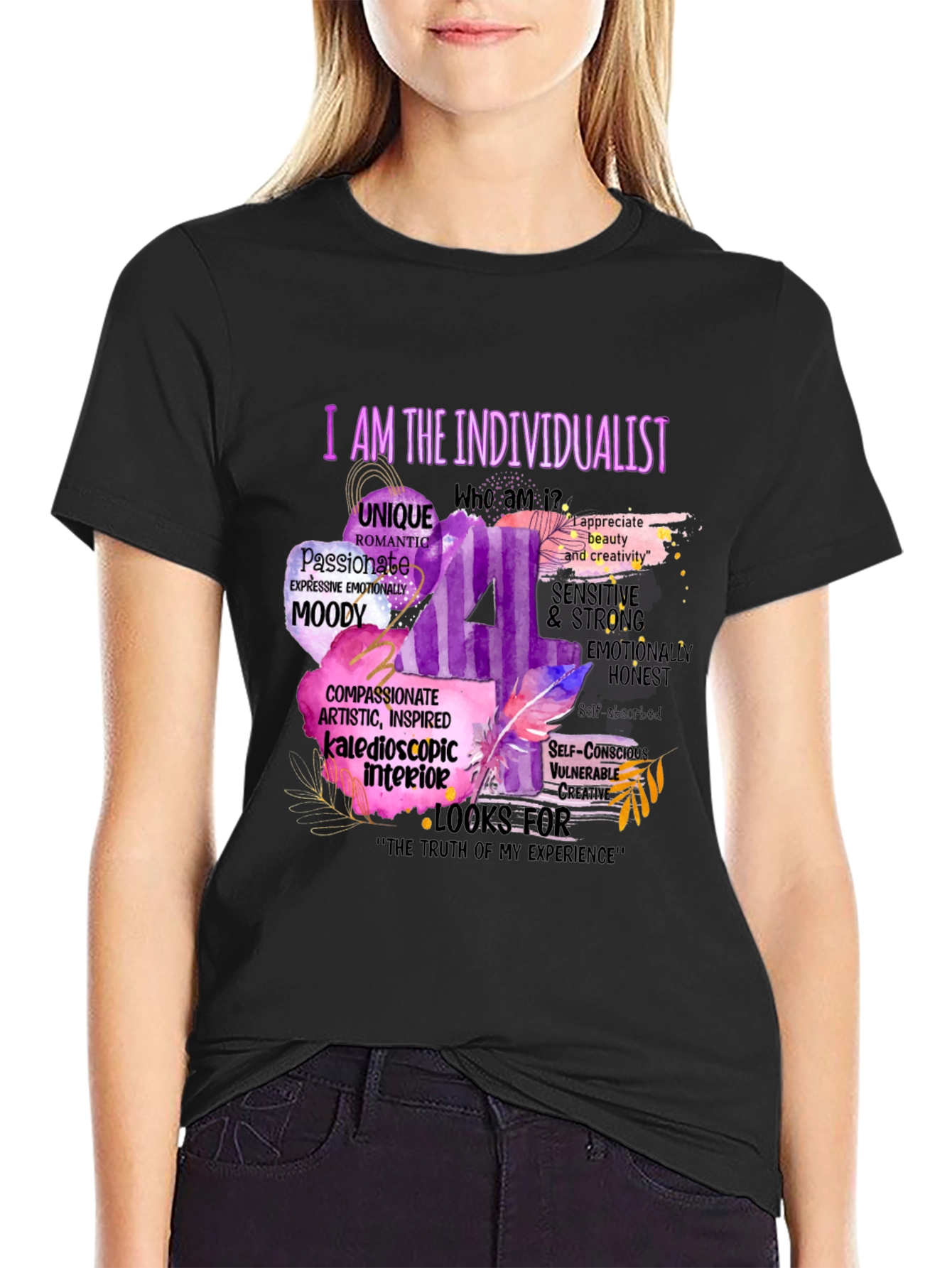Black Individualist Graphic T-Shirt - Express Yourself! view 2
