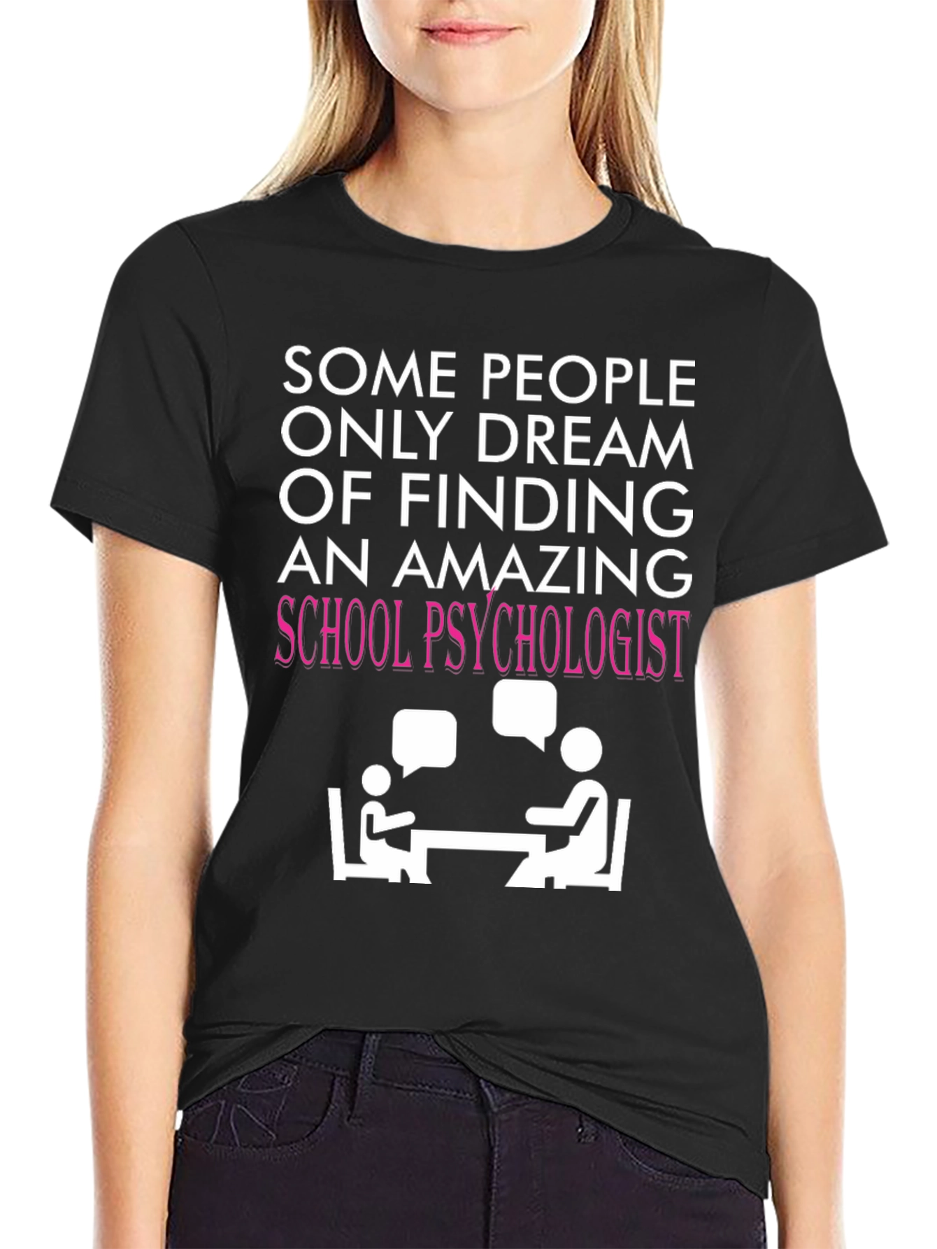 Black Amazing School Psychologist T-Shirt - Therapy Design view 2