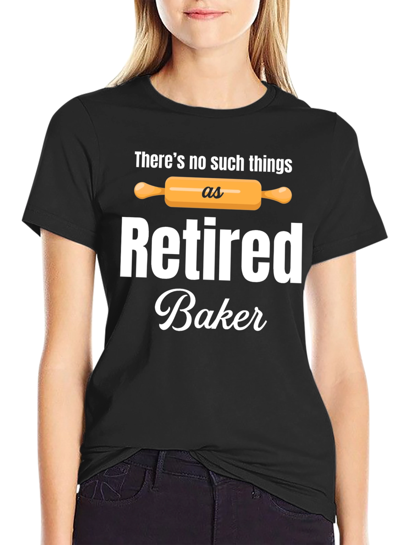 Black Retired Baker T-Shirt - Baking Lover Gift view 2
