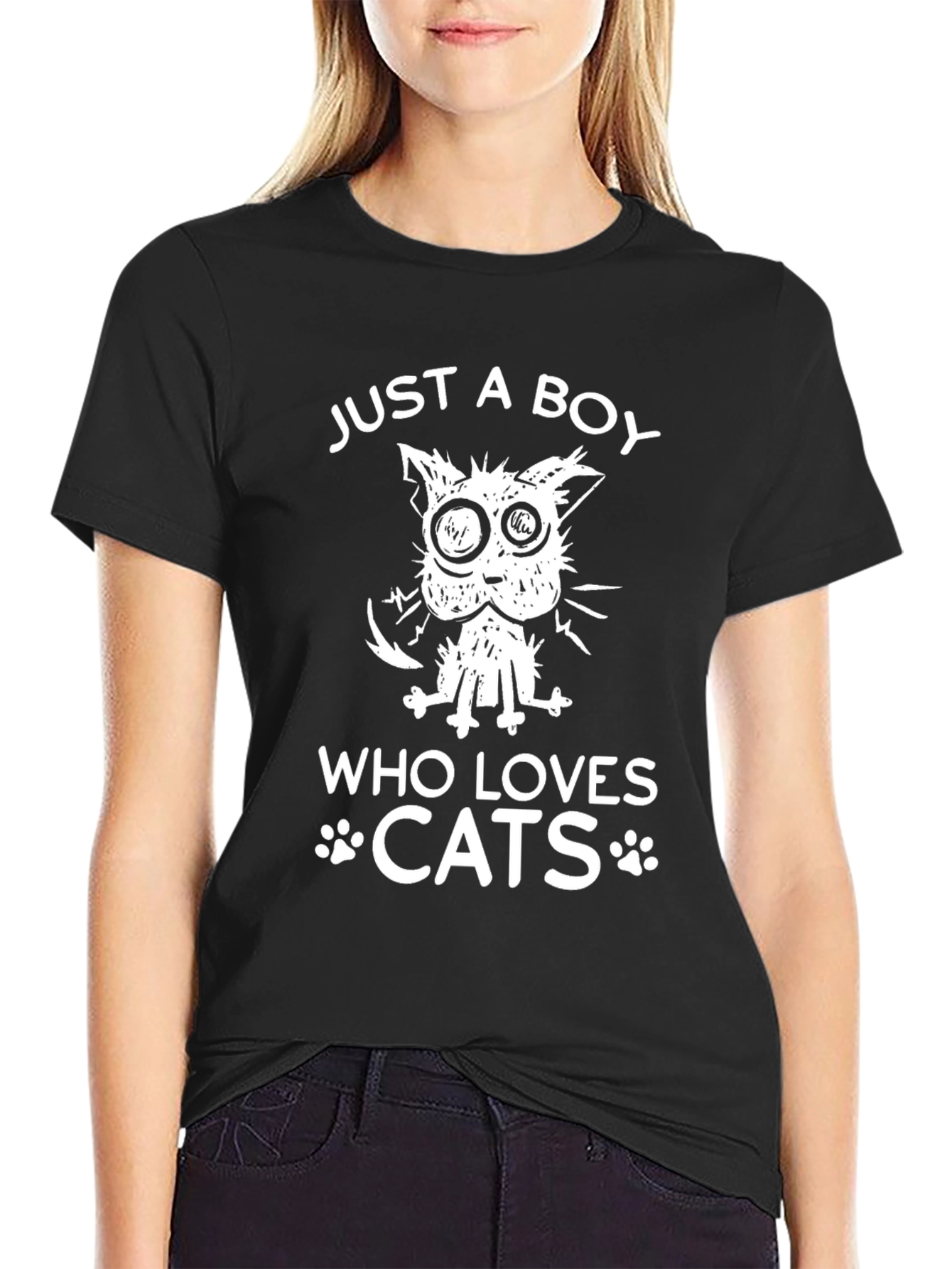 Black Boy Loves Cats T-Shirt view 2