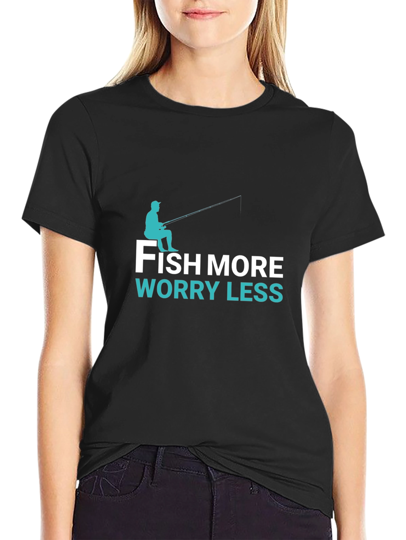 Black Fish More Worry Less T-Shirt - Angler Tee view 2