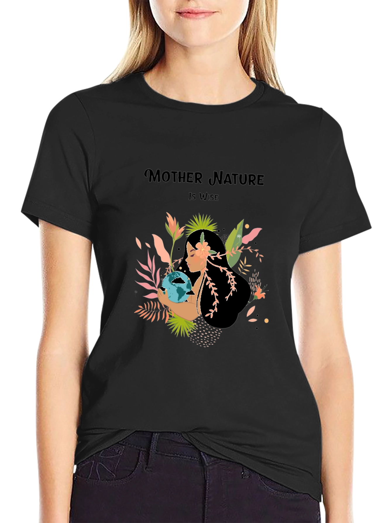 Black Mother Nature T-Shirt - Earth Day Apparel view 2