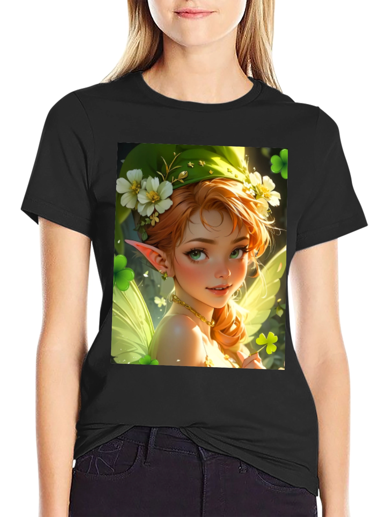 Black St. Patrick's Day Fairycore Graphic Tee view 2