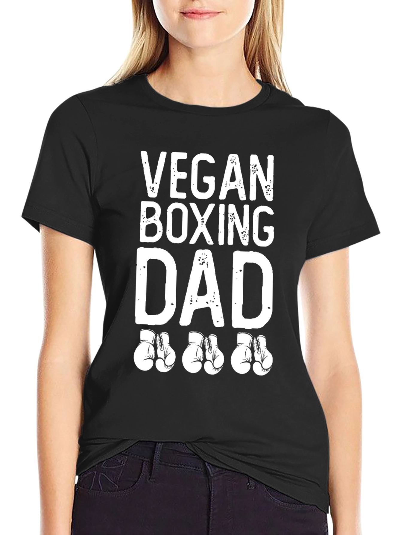Black Vegan Boxing Dad T-Shirt view 2