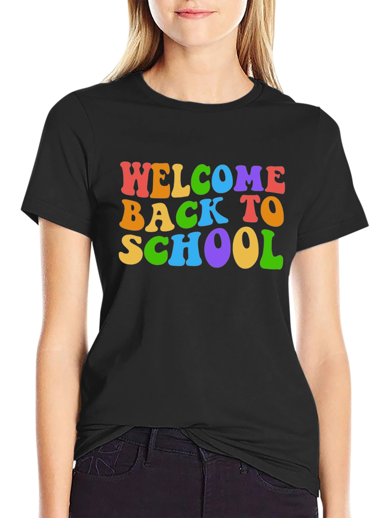 Black Welcome Back to School Retro T-Shirt view 2