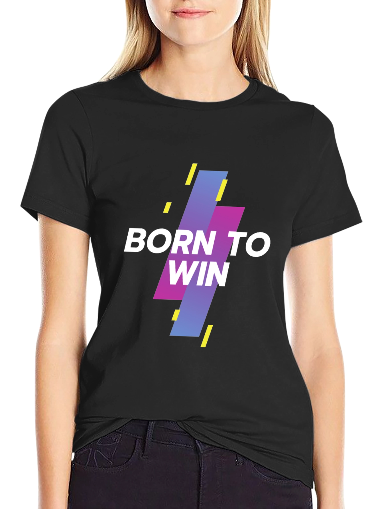 Black Born to Win Graphic Tee - Stylish Black T-Shirt view 2