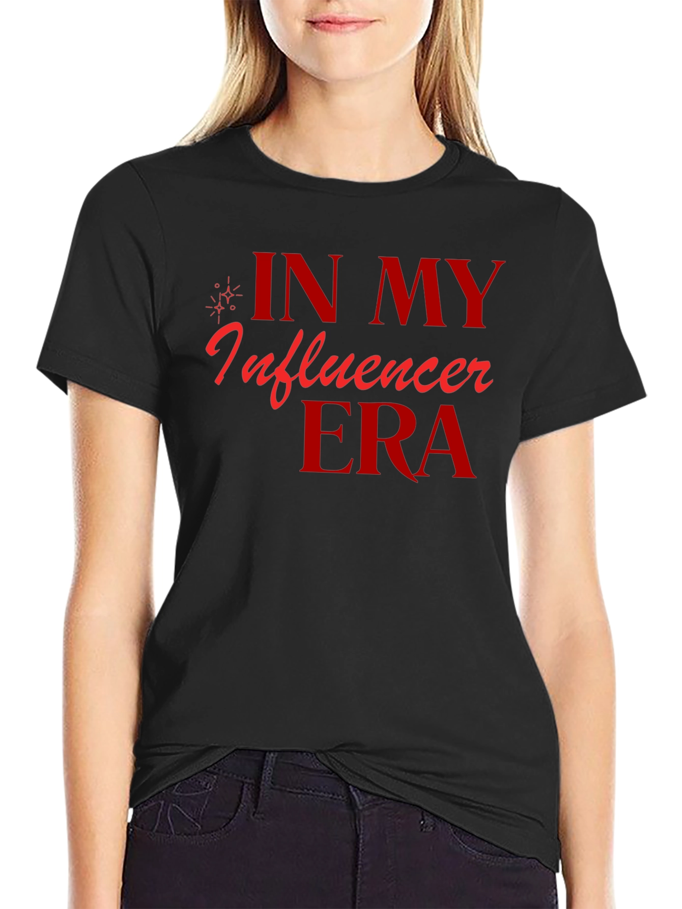 Black In My Influencer Era Graphic Tee - Trendy Black T-Shirt view 2