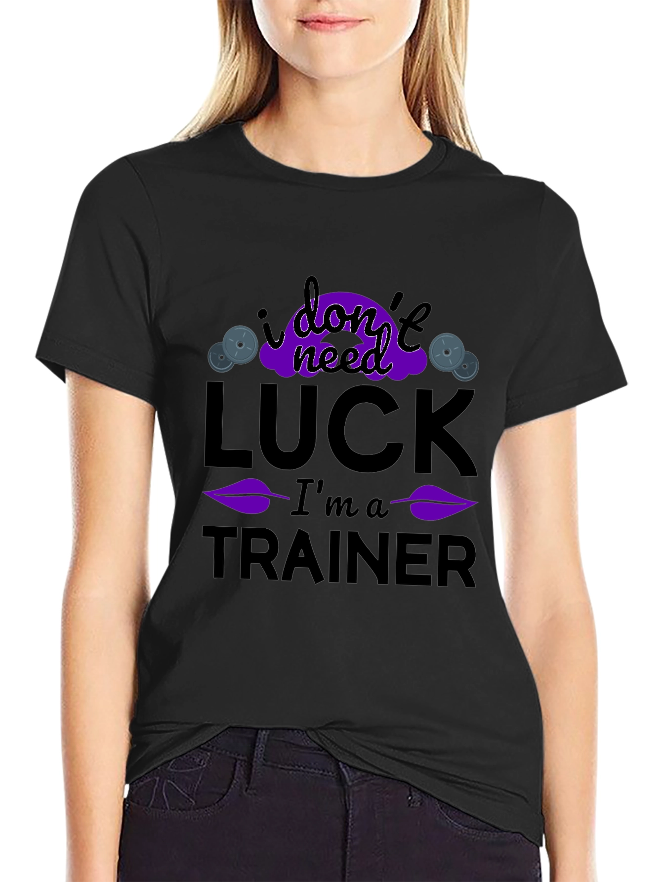 Black I Don't Need Luck I'm A Trainer T-Shirt view 2