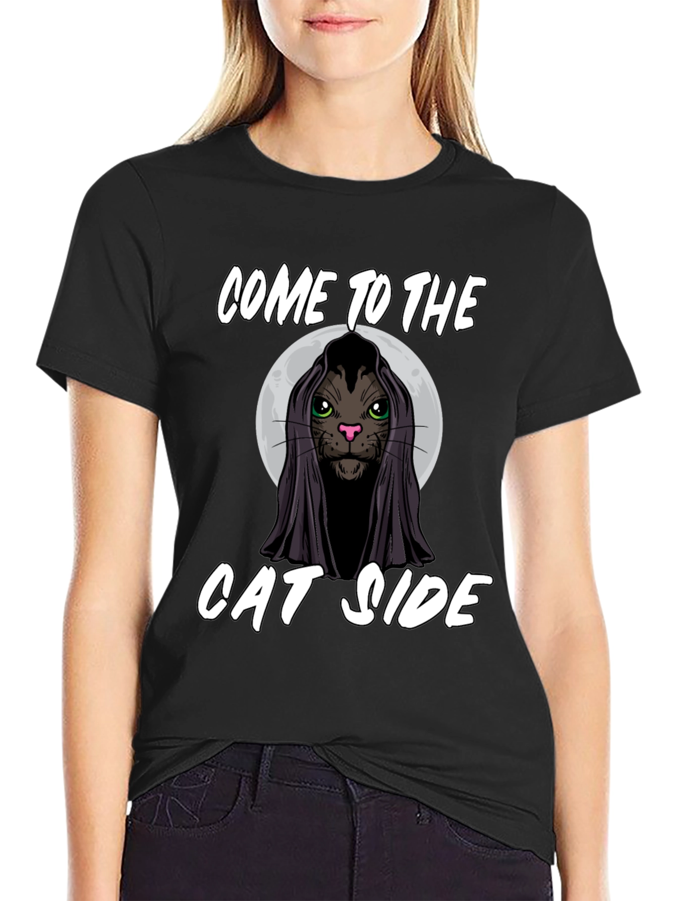 Black Come to the Cat Side Black T-Shirt view 2