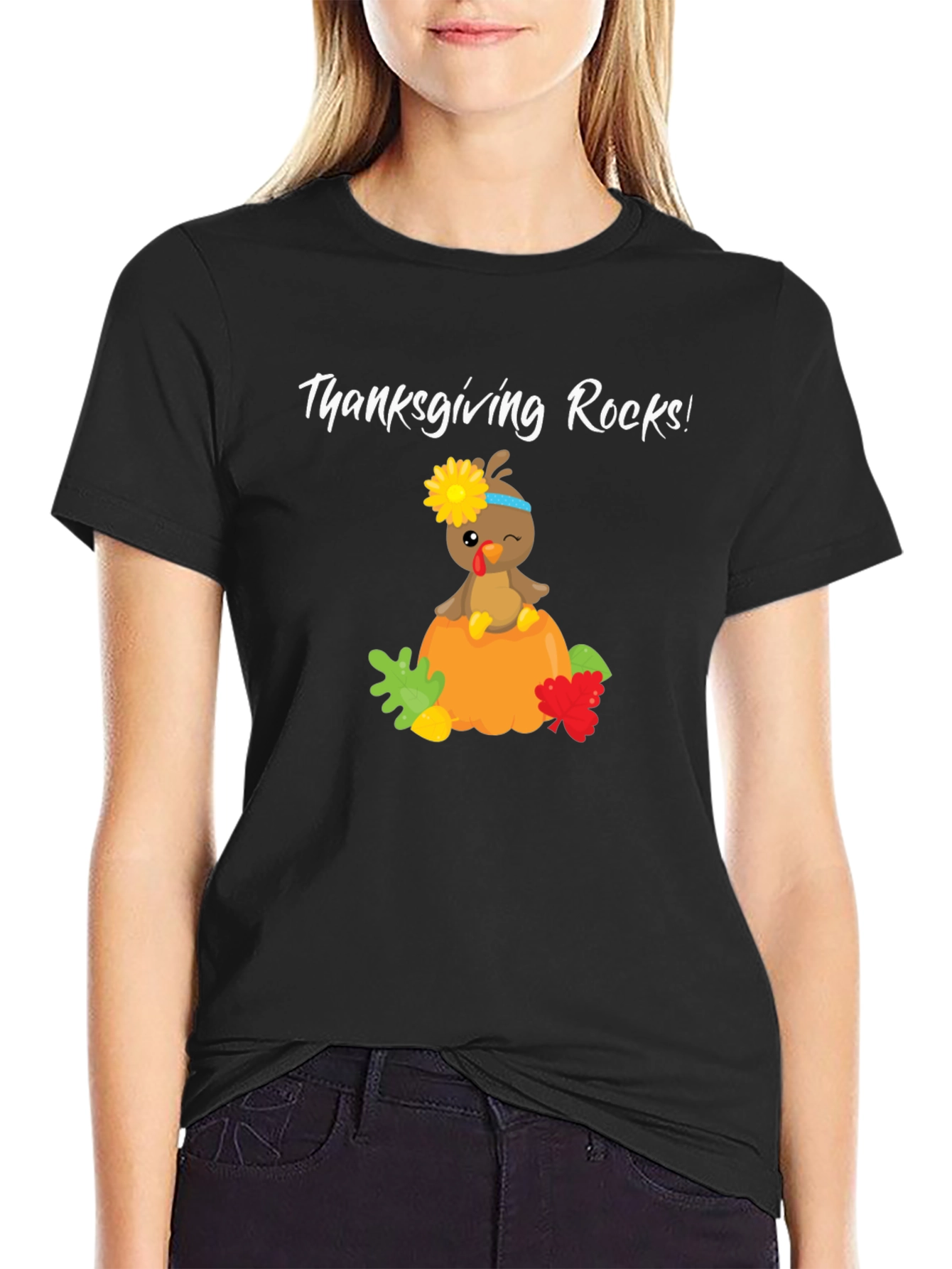 Black Thanksgiving Rocks Turkey Tee view 2