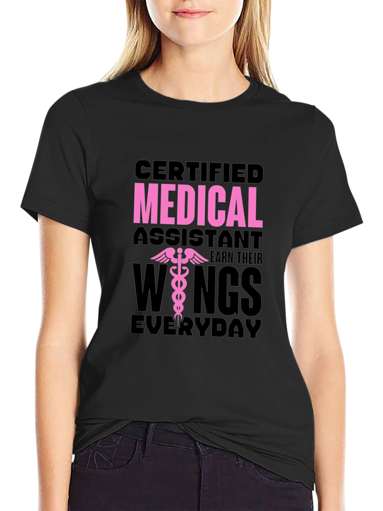 Black Certified Medical Assistant T-Shirt view 2