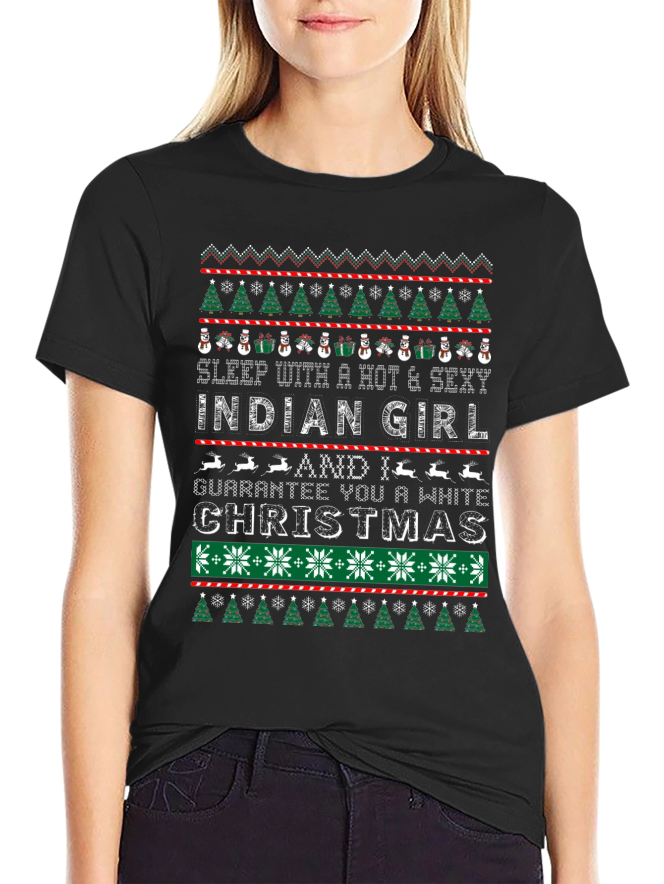 Hot & Sexy Indian Girl Ugly Christmas Sweater T-Shirt - 2