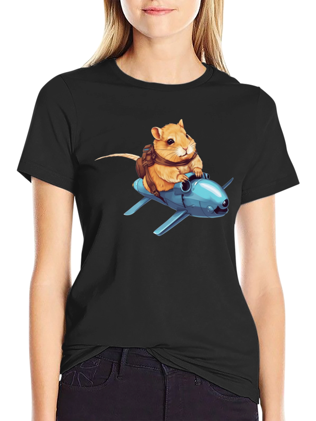 Black Gerbil Aviator T-Shirt view 2