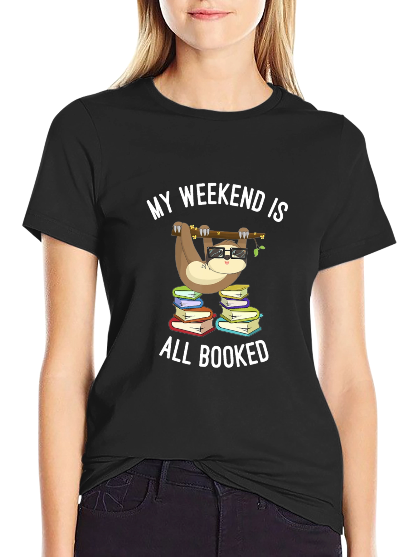 Black Sloth Weekend Booked T-Shirt view 2