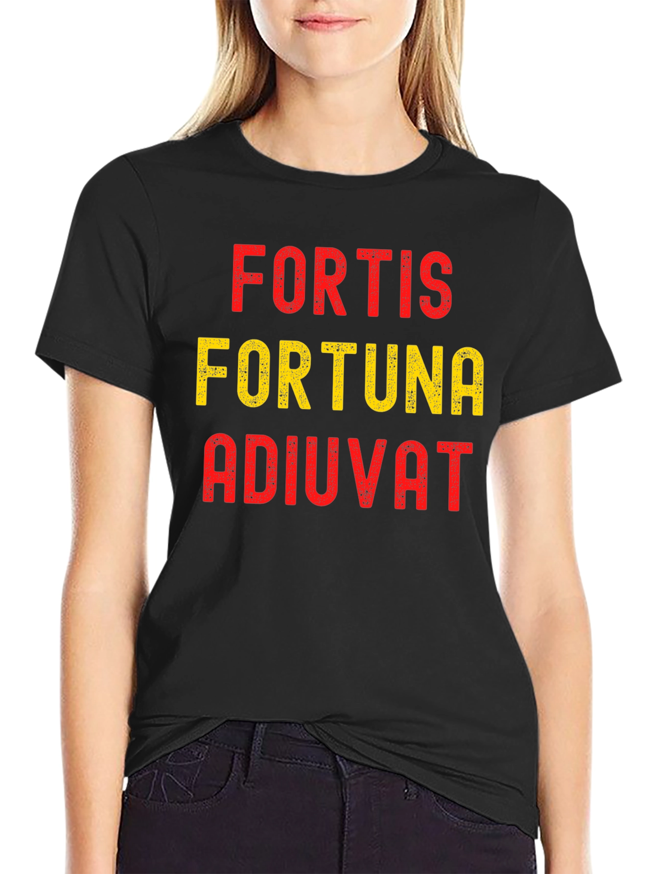 Black Fortis Fortuna Adiuvat Graphic Tee - Be Bold and Lucky! view 2