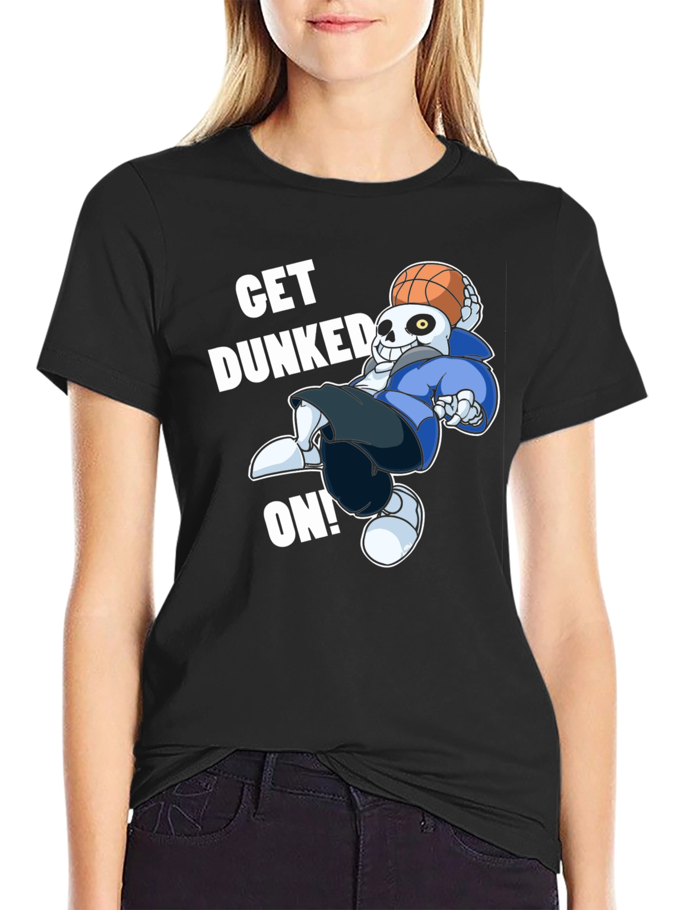 Black Get Dunked On! Novelty Graphic T-Shirt view 2
