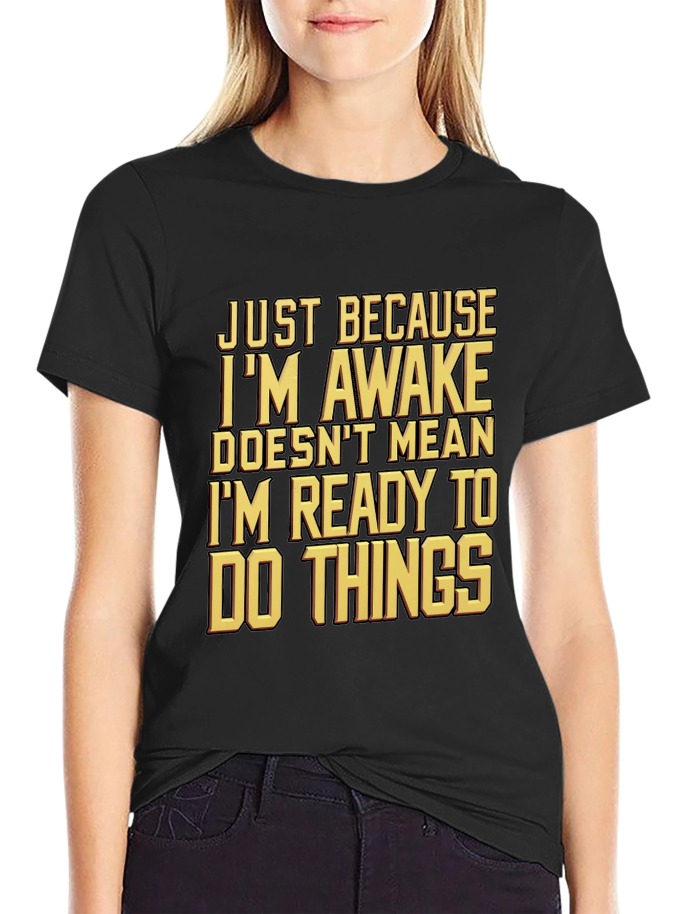 Black Funny Awake But Not Ready T-Shirt view 2