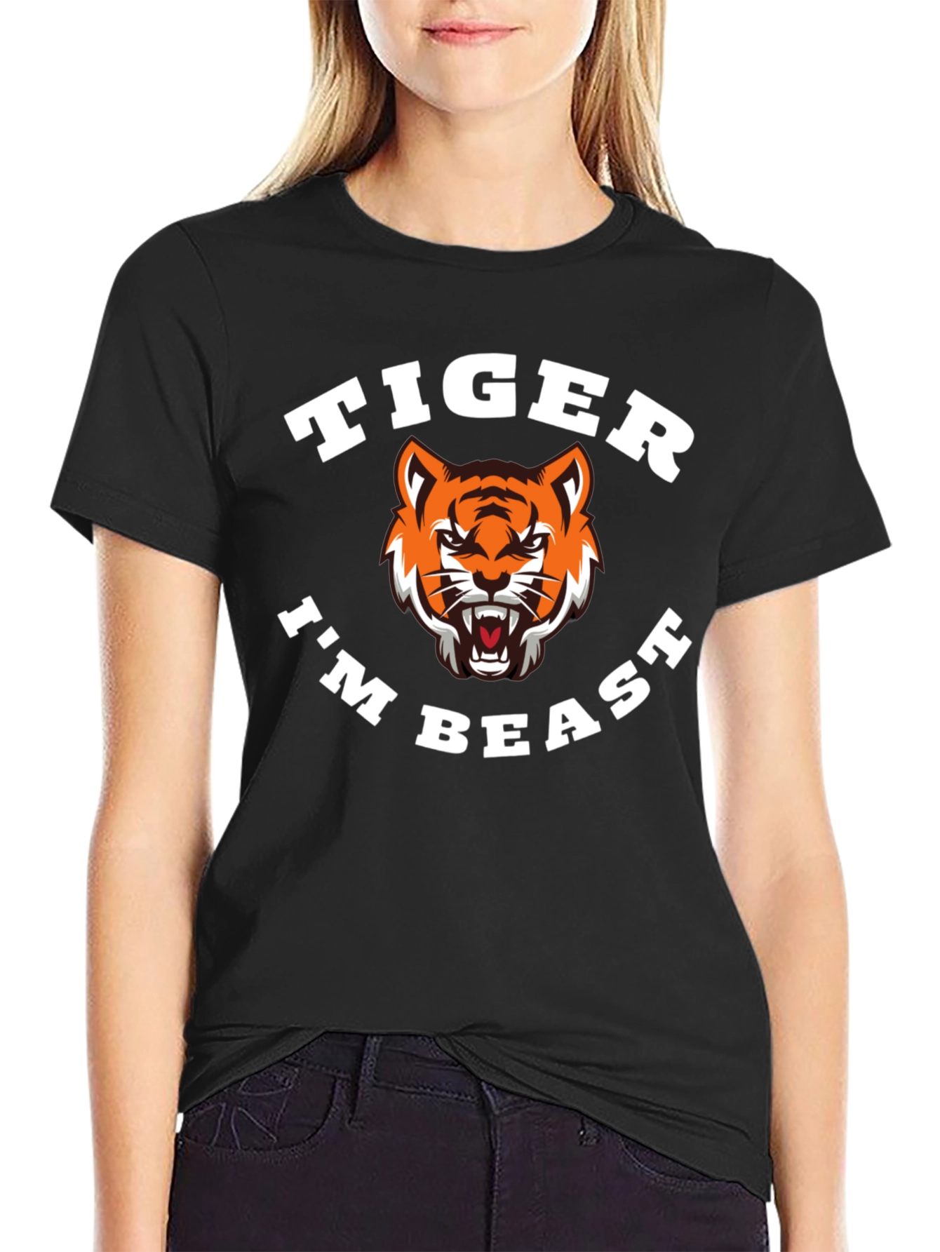 Black Tiger I'm Beast Graphic T-Shirt - Black view 2