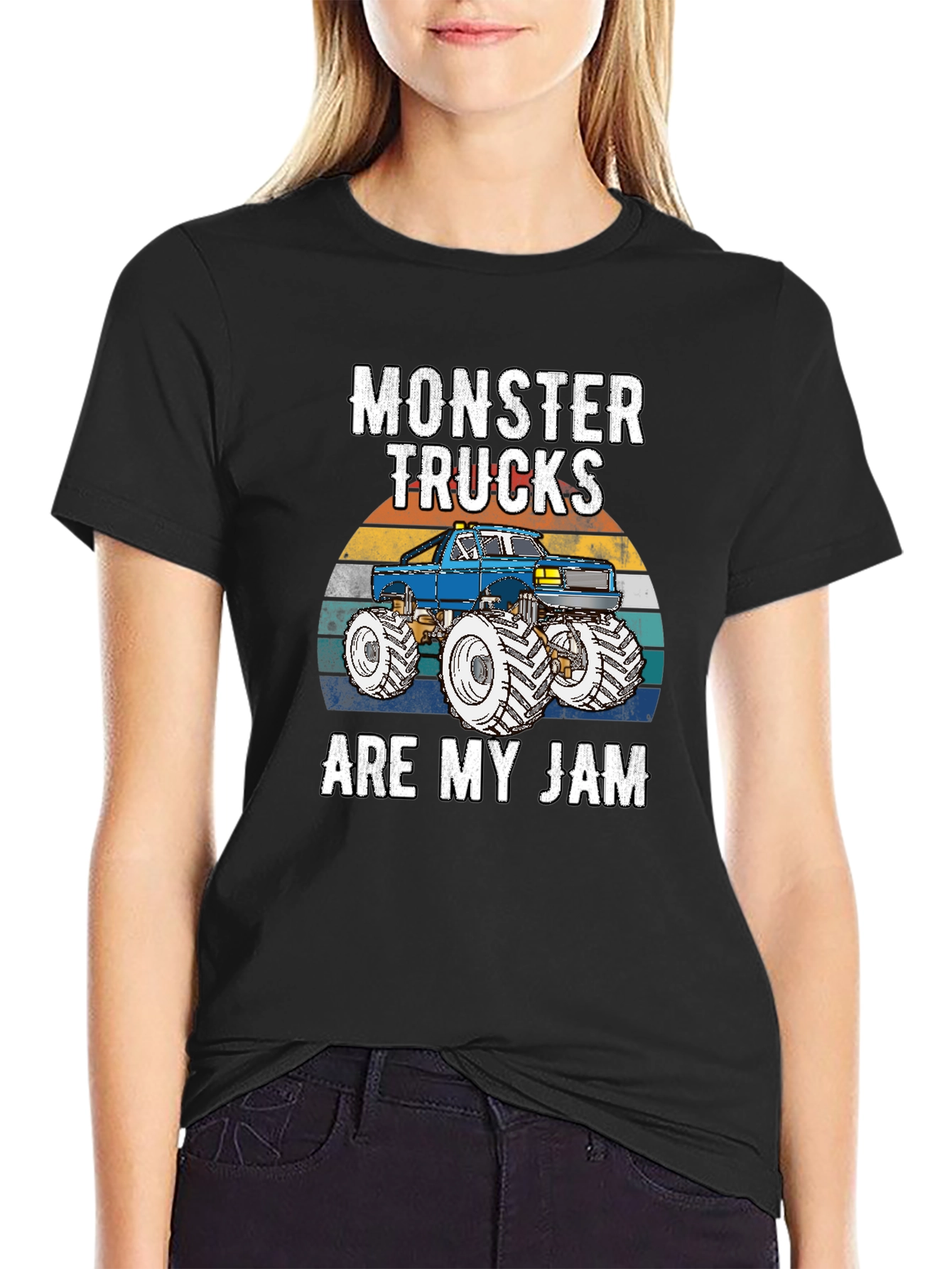 Black Monster Trucks Are My Jam Graphic Tee view 2
