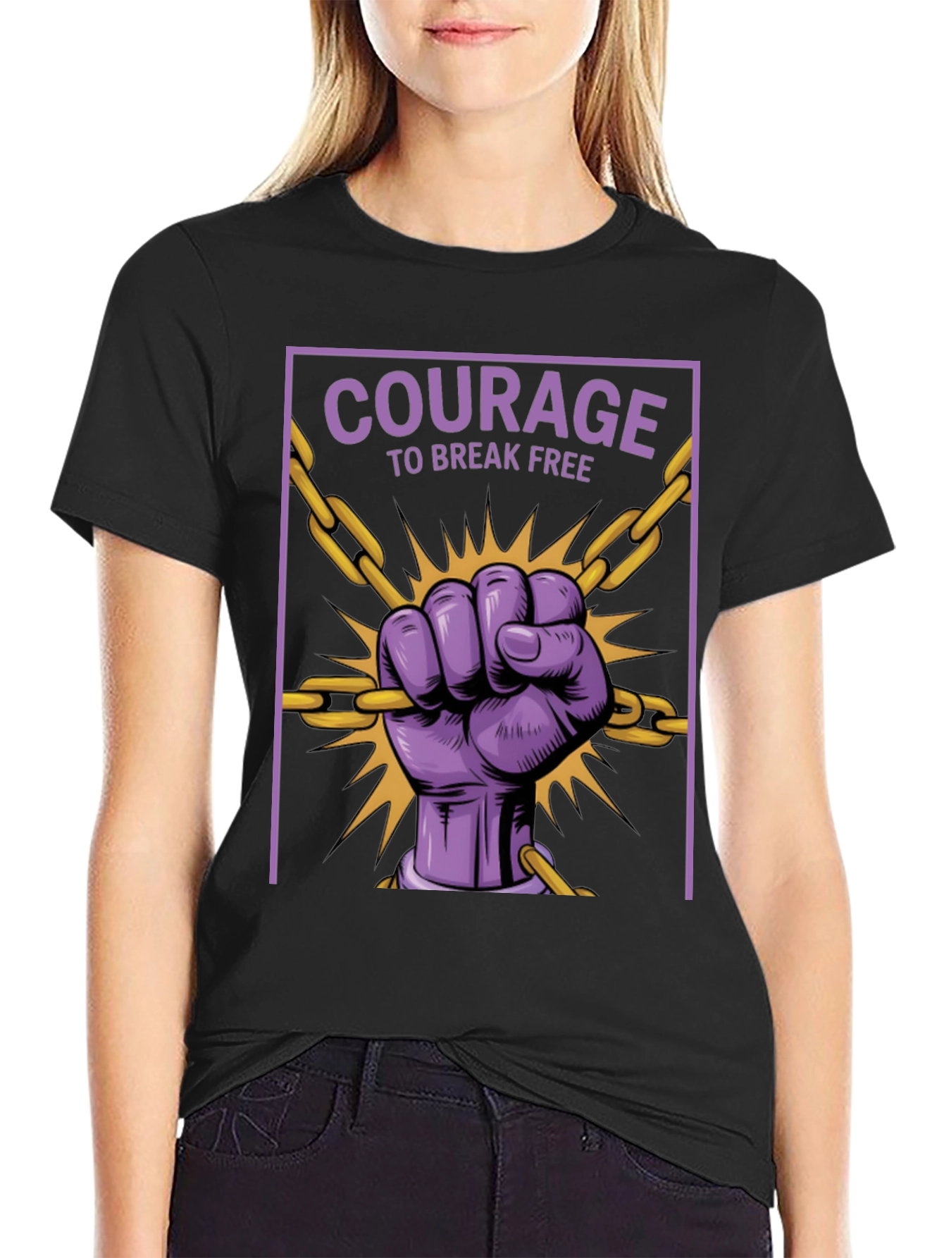 Black Courage to Break Free Graphic T-Shirt view 2