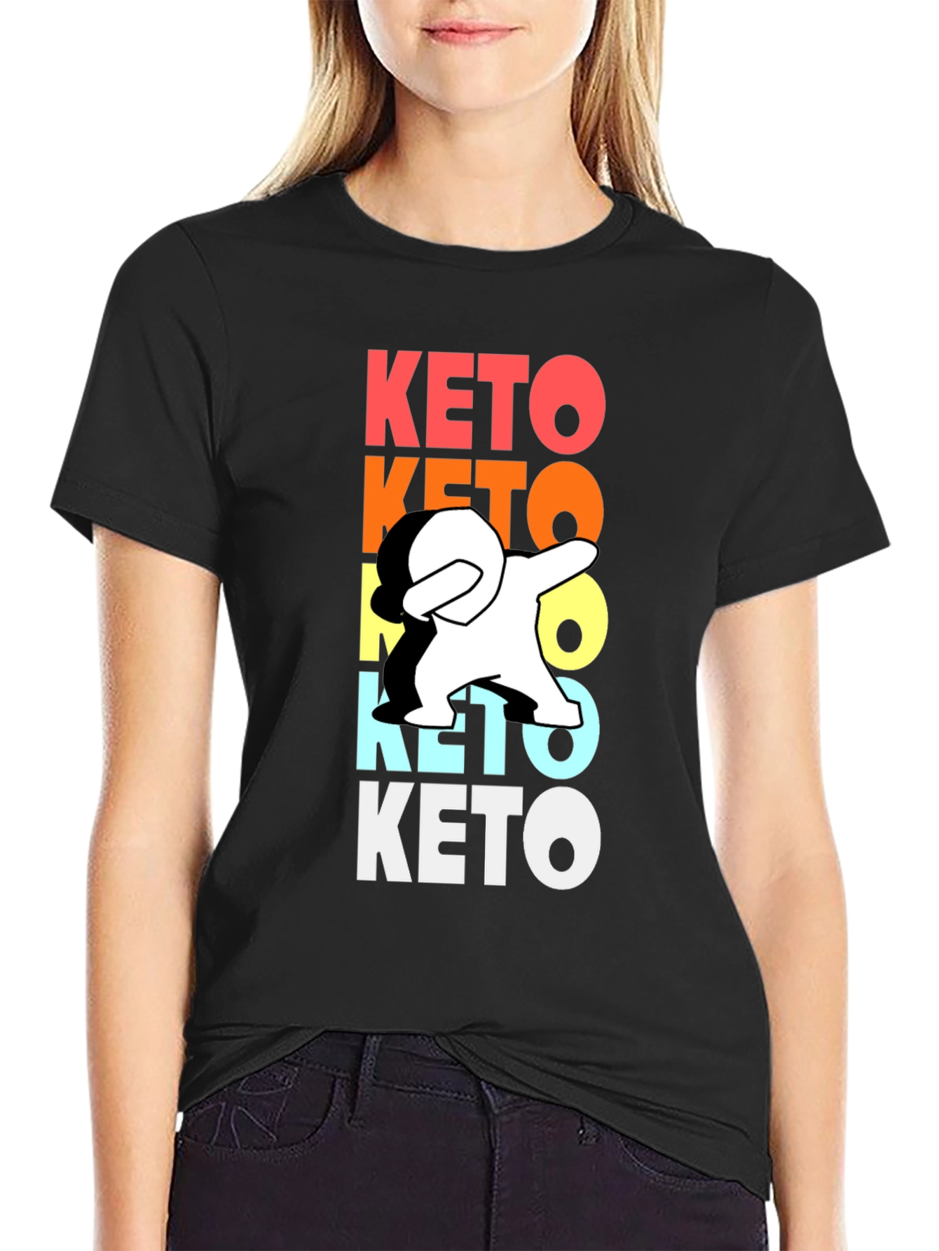 Black Keto Dab Funny Graphic T-Shirt view 2