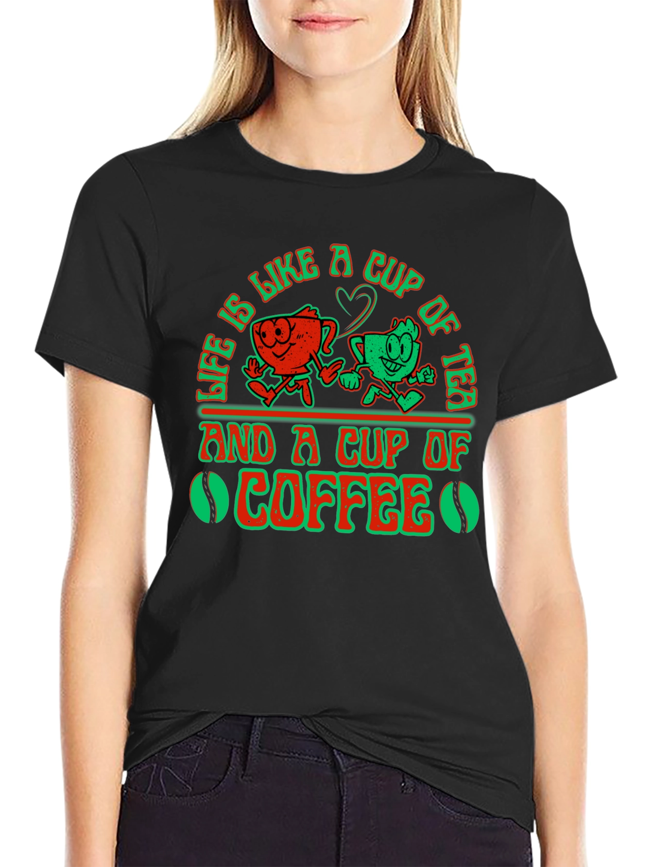 Black Life Is Like A Cup of Tea and Coffee Graphic T-Shirt view 2