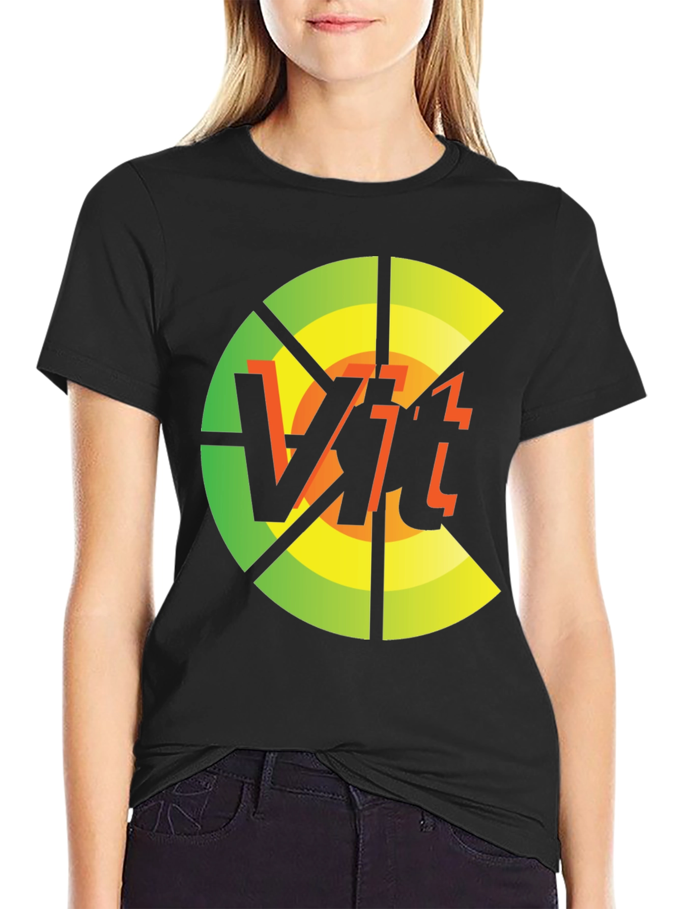 Black Vit T-Shirt: Circular Abstract Graphic Tee view 2