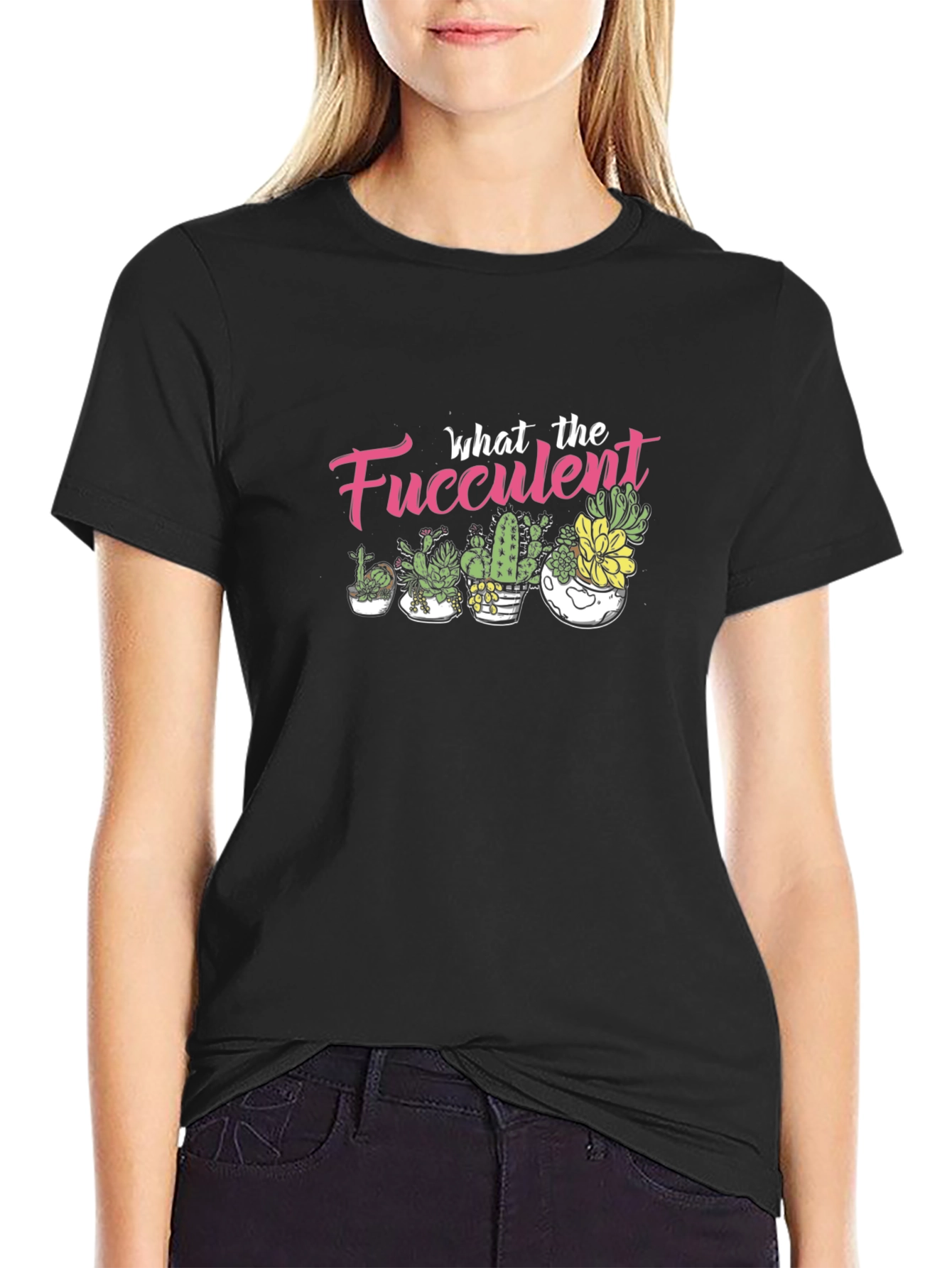 Black What the Fucculent T-Shirt - Black Graphic Tee view 2