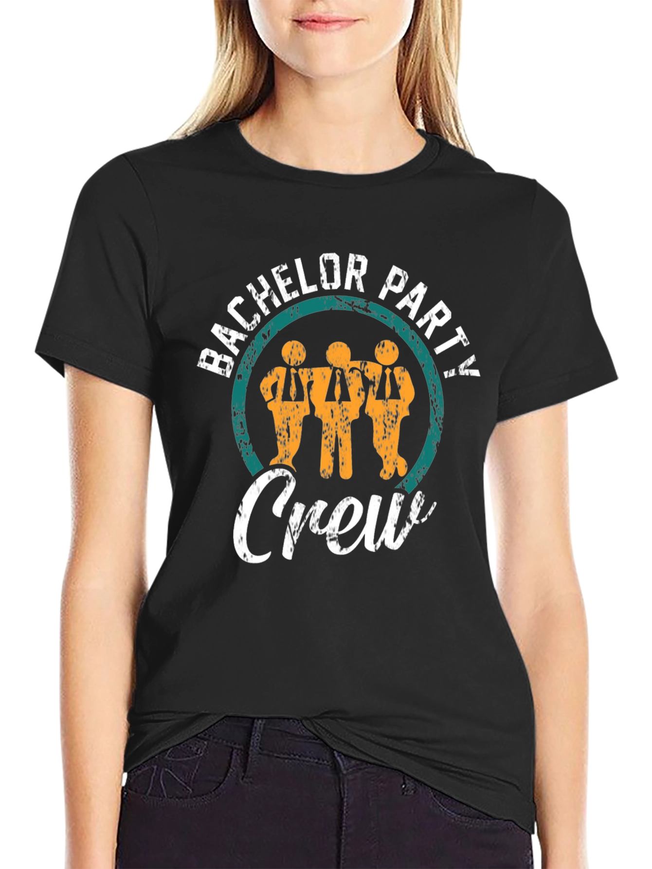 Black Bachelor Party Crew T-Shirt - Groom's Squad Tee view 2