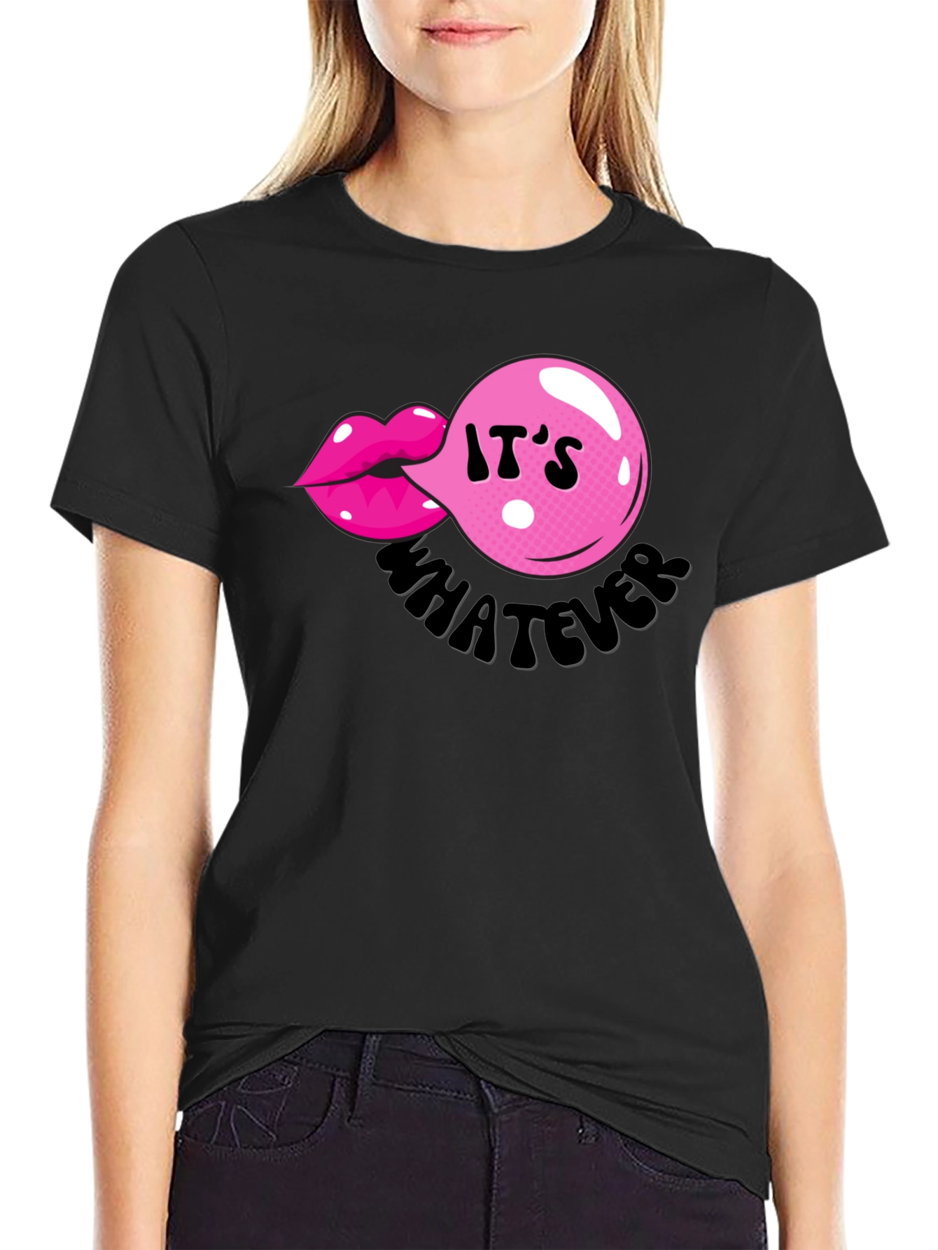 It's Whatever Bubble Gum Lip T-Shirt - 2