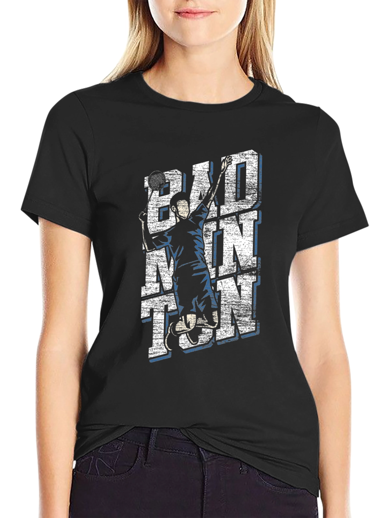 Badminton Graphic Tee - Black Cotton T-Shirt for Sports Lovers - 2