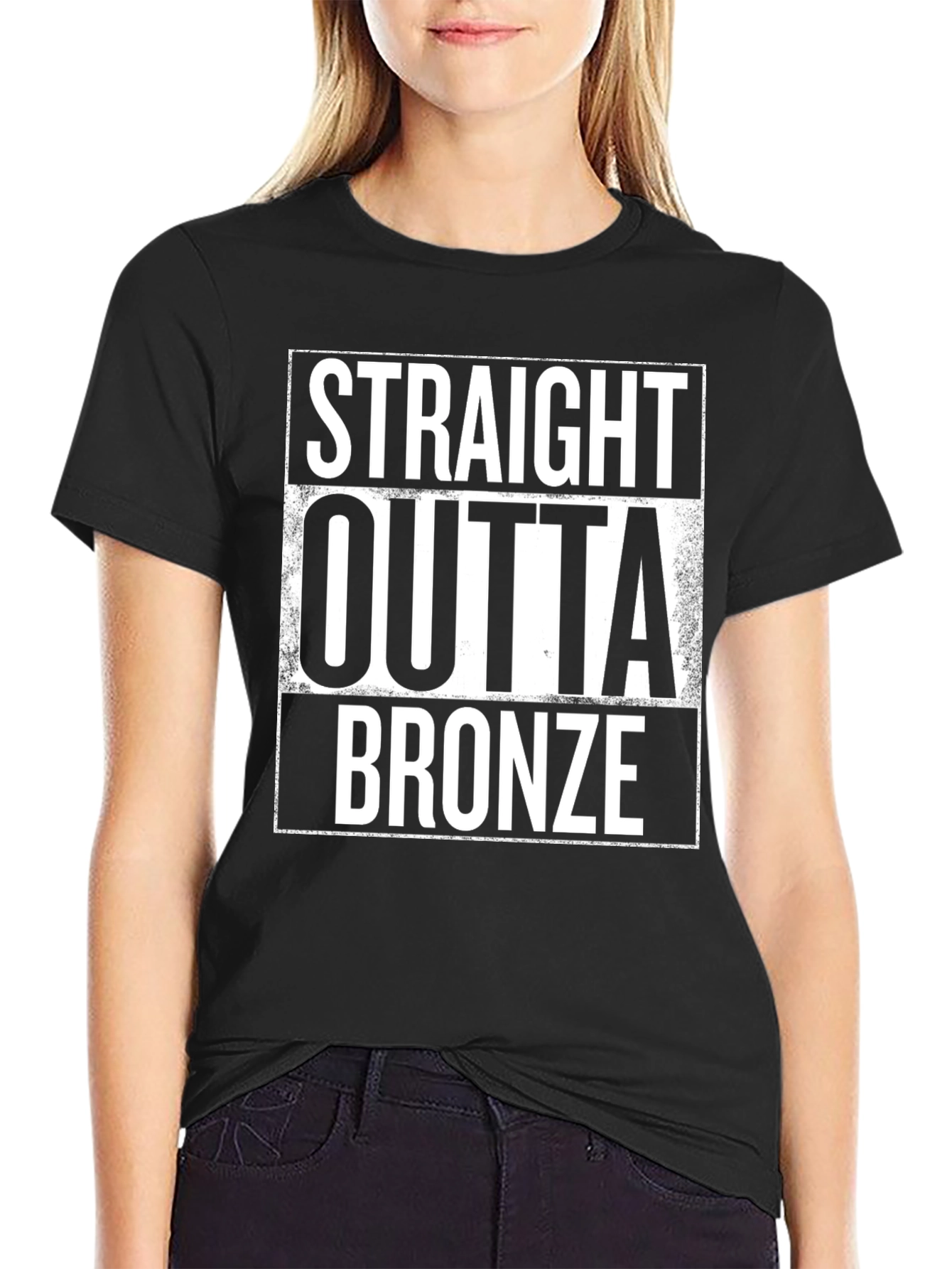 Black Straight Outta Bronze Funny Graphic Tee view 2