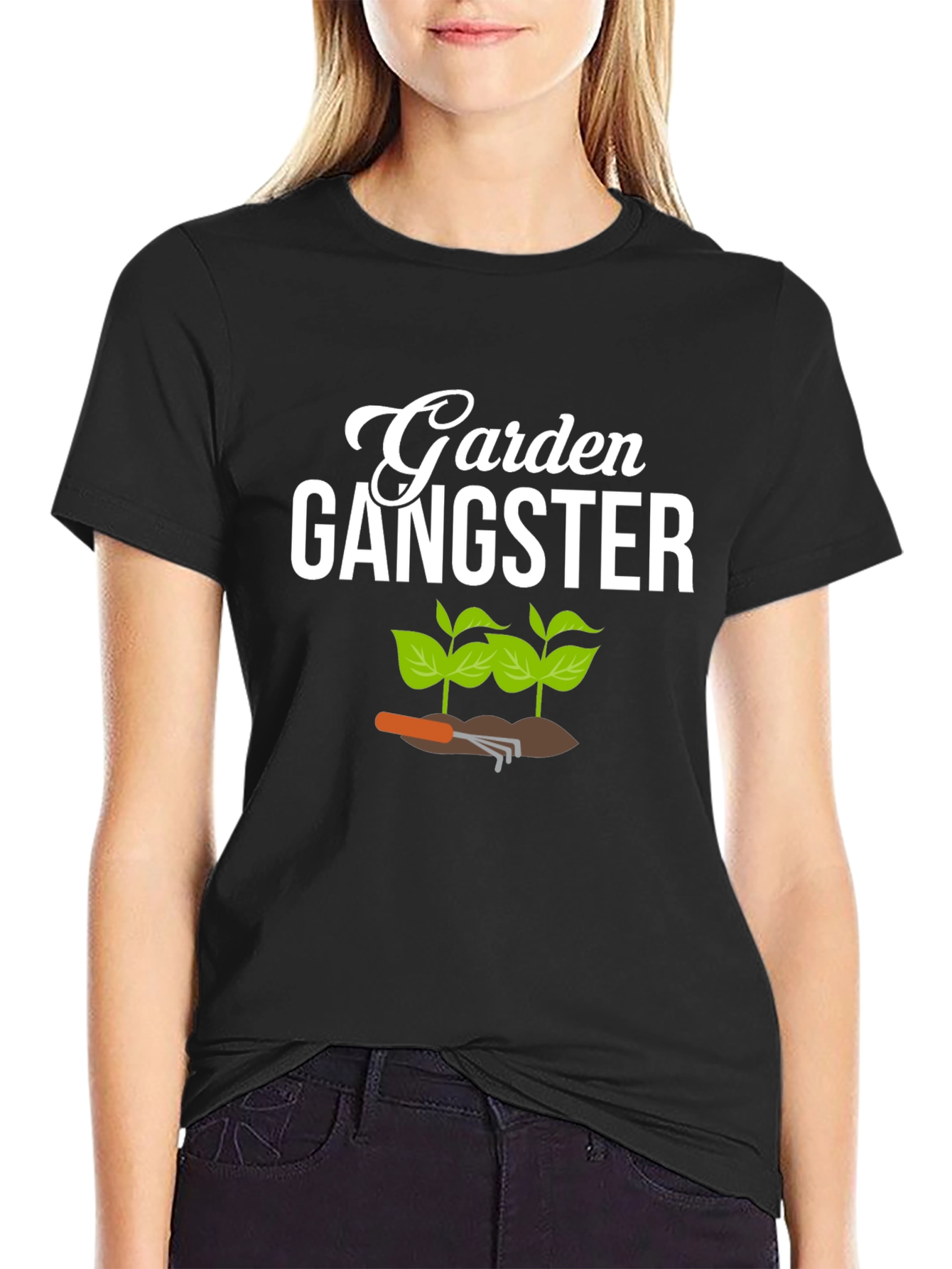 Black Garden Gangster Graphic Tee - Black Cotton T-Shirt view 2