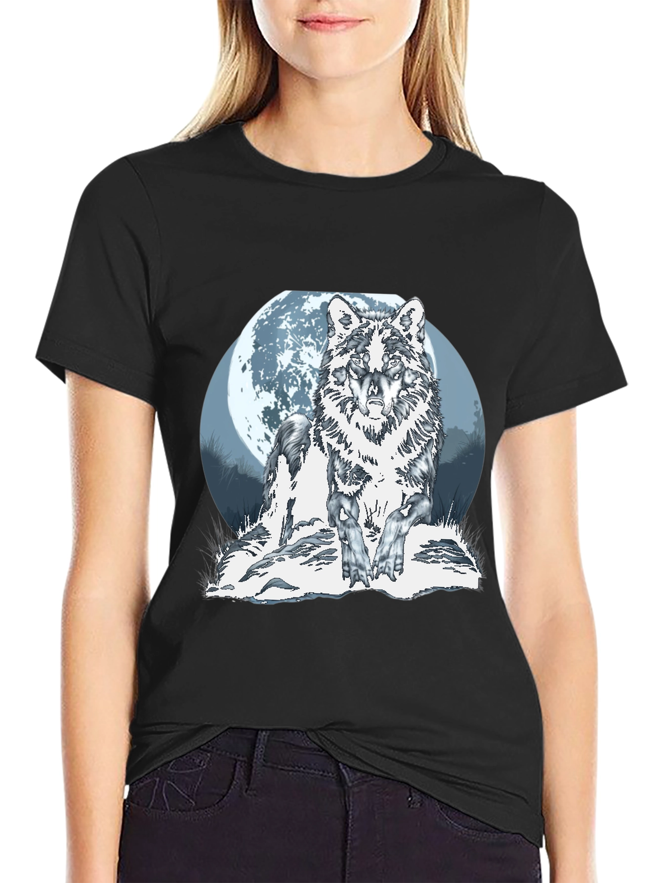 Black Wolf Moon Graphic Tee view 2