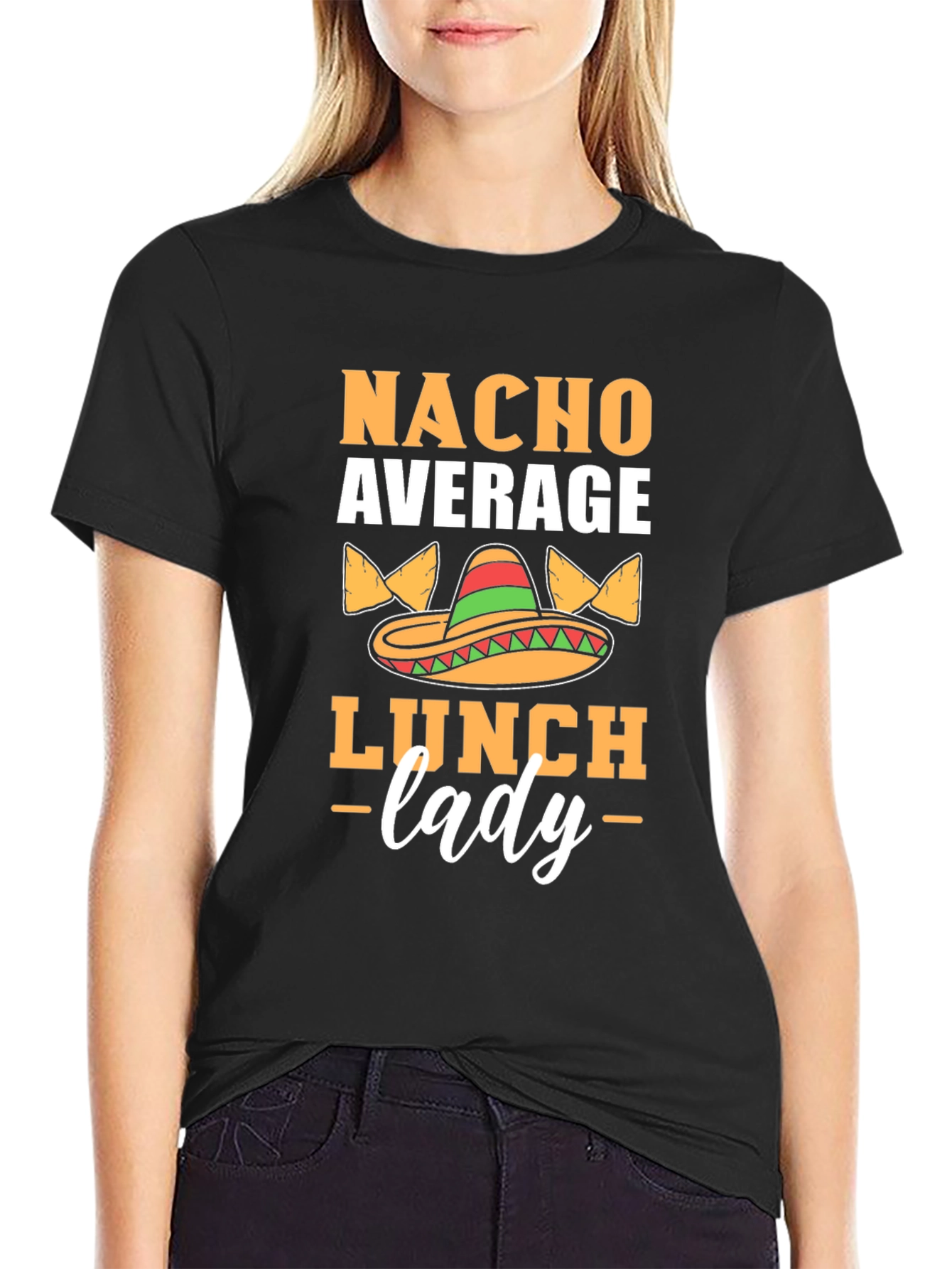 Black Nacho Average Lunch Lady Graphic T-Shirt view 2