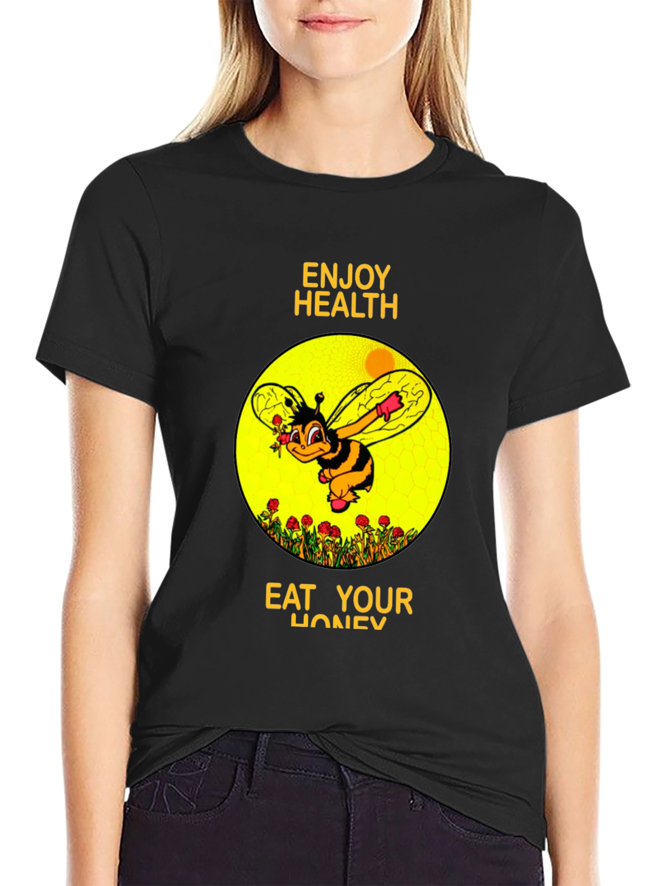 Black Enjoy Health Bee T-Shirt view 2