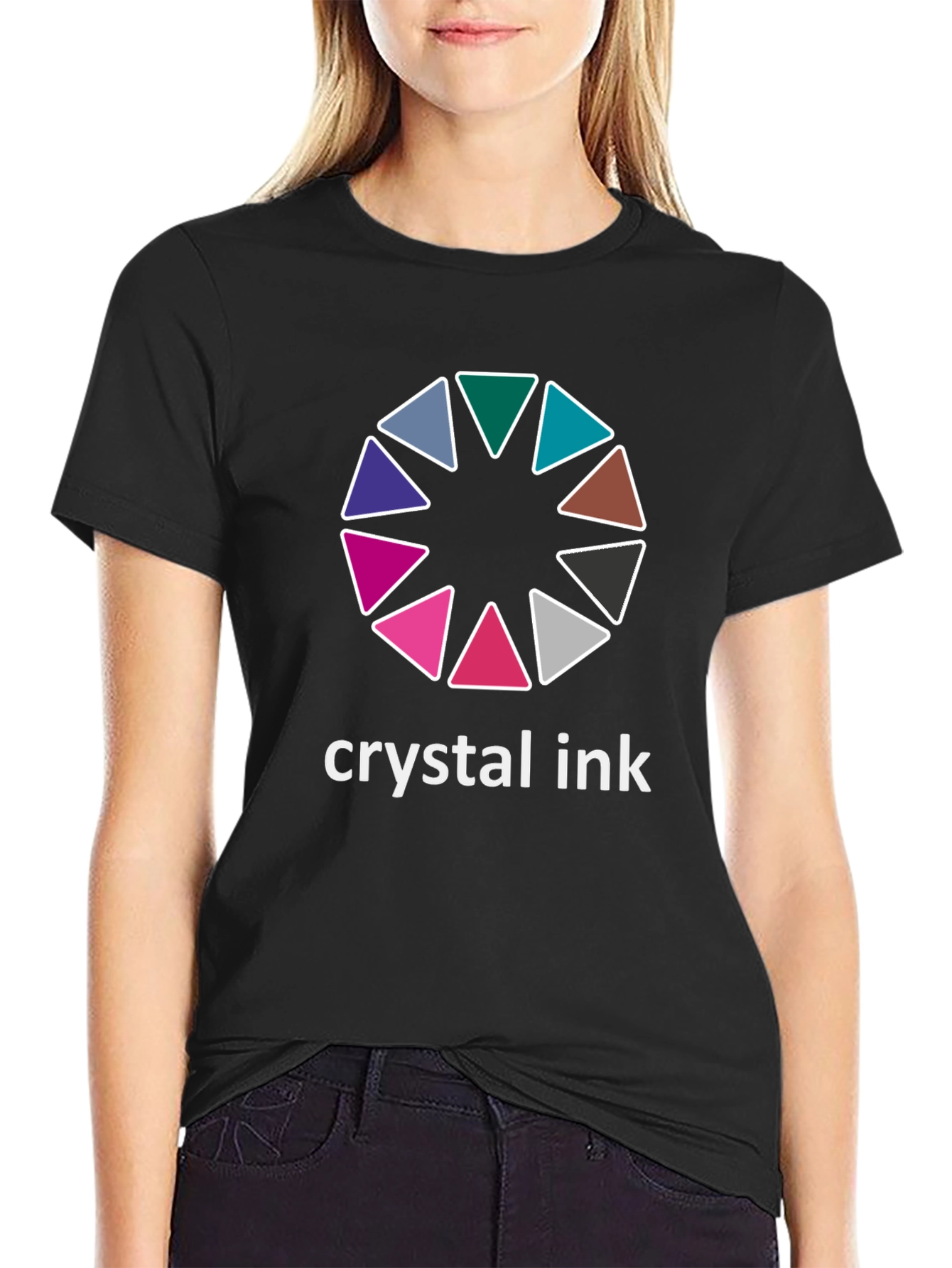 Black Crystal Ink Graphic Tee - Stylish Black Cotton T-Shirt view 2