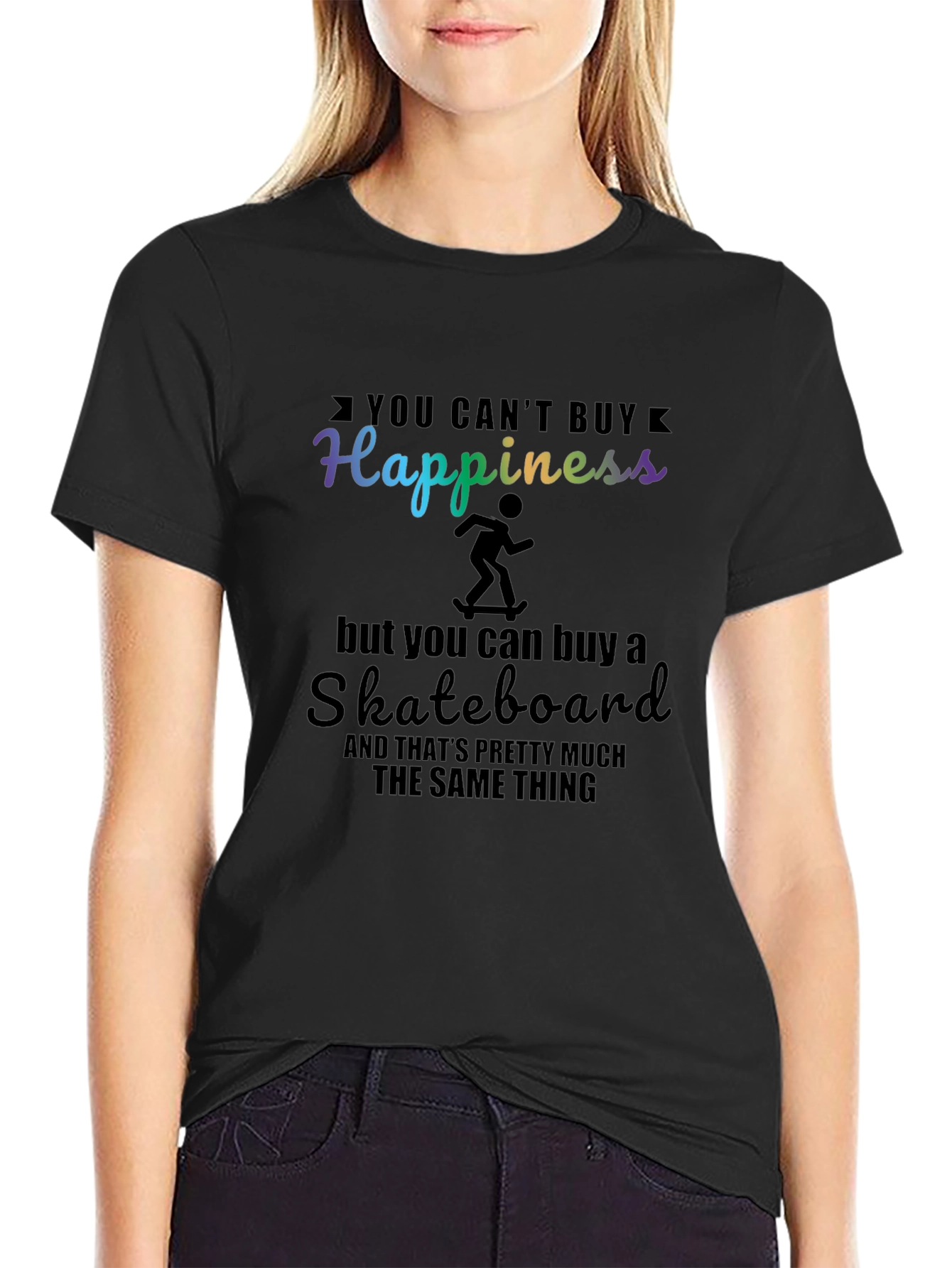 Black Happiness Skateboard T-Shirt - Buy Skateboard, Buy Happiness! view 2