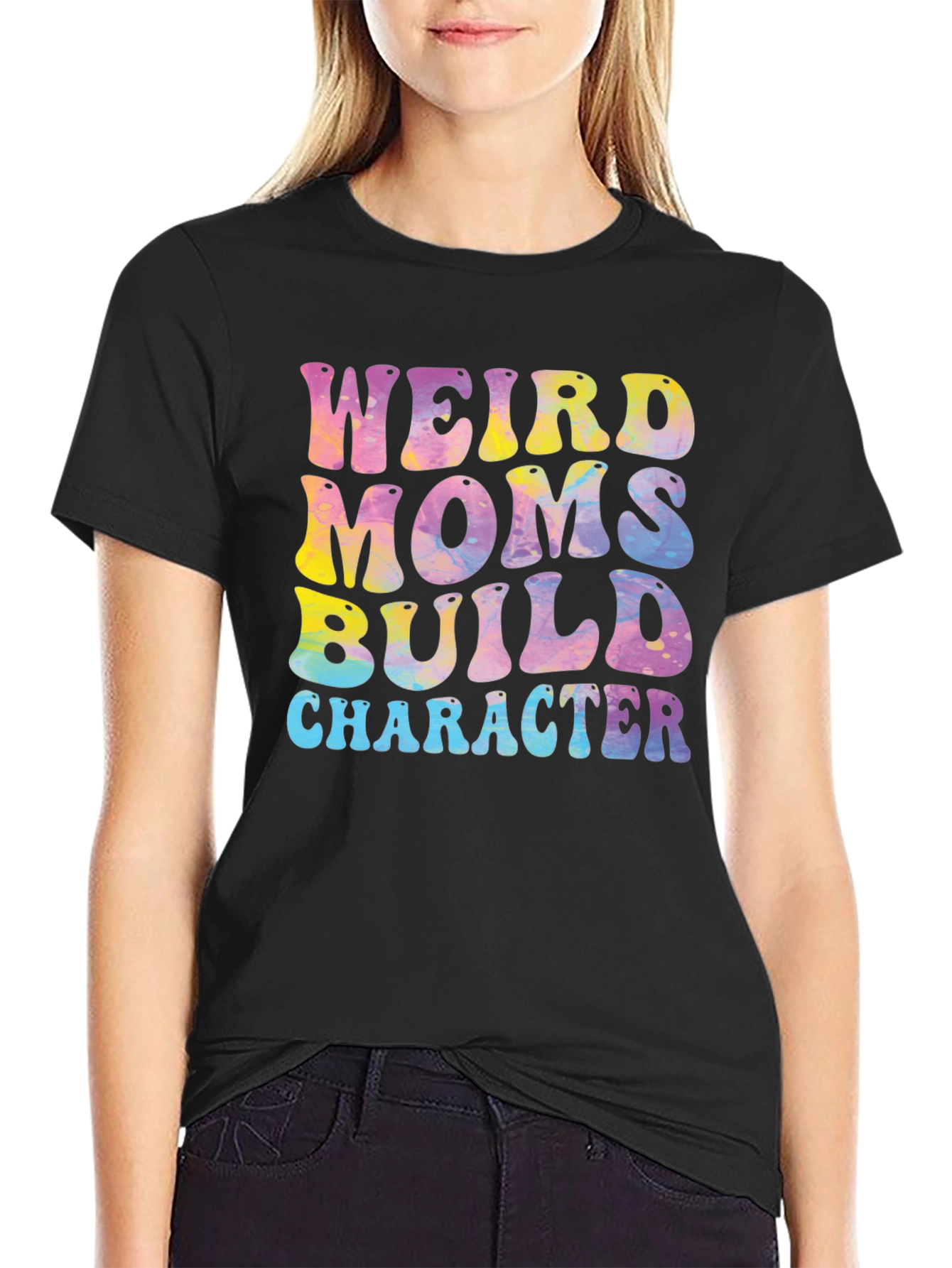Black Weird Moms Build Character Graphic Tee view 2