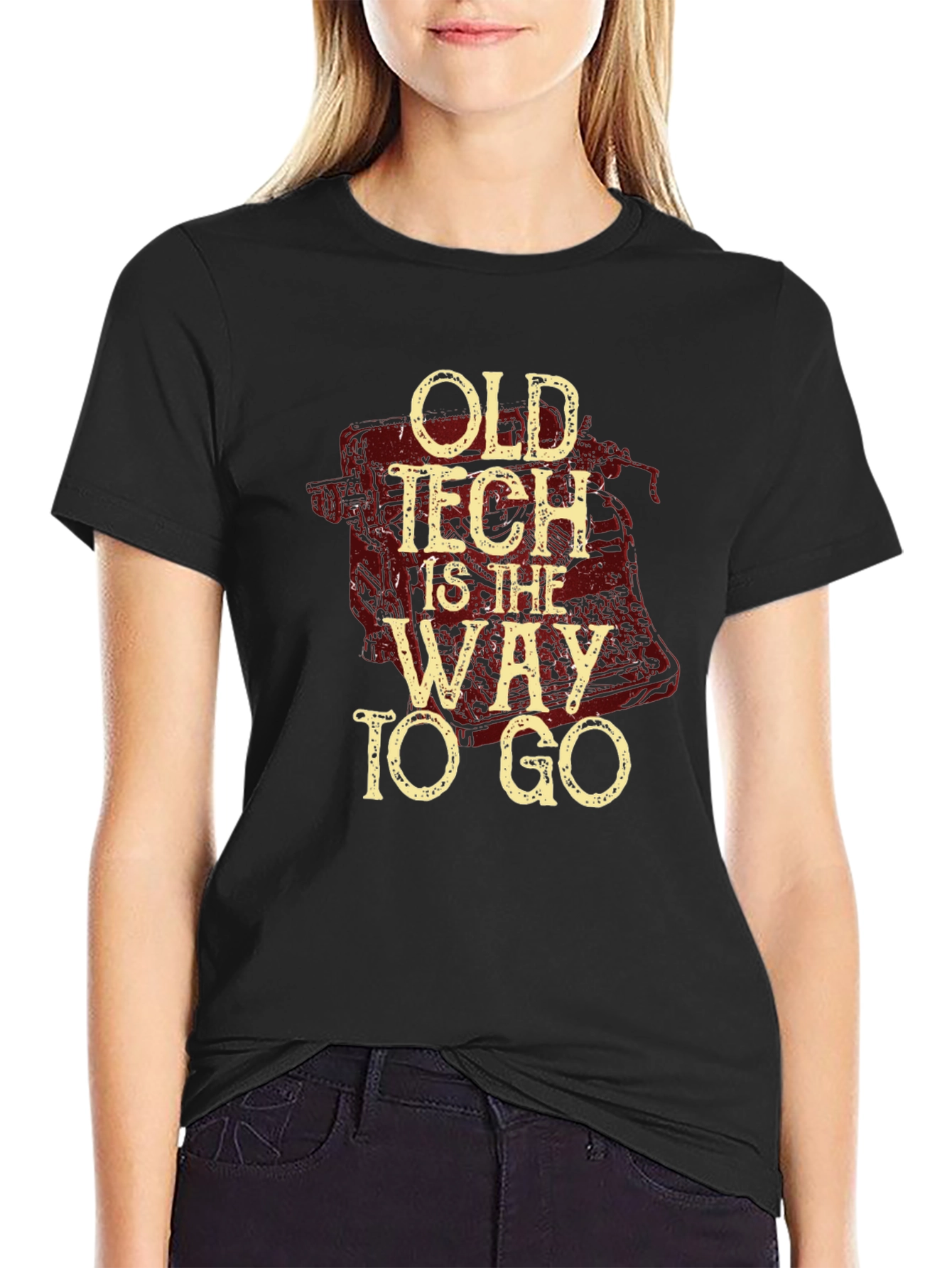Black Old Tech is the Way to Go Graphic T-Shirt view 2