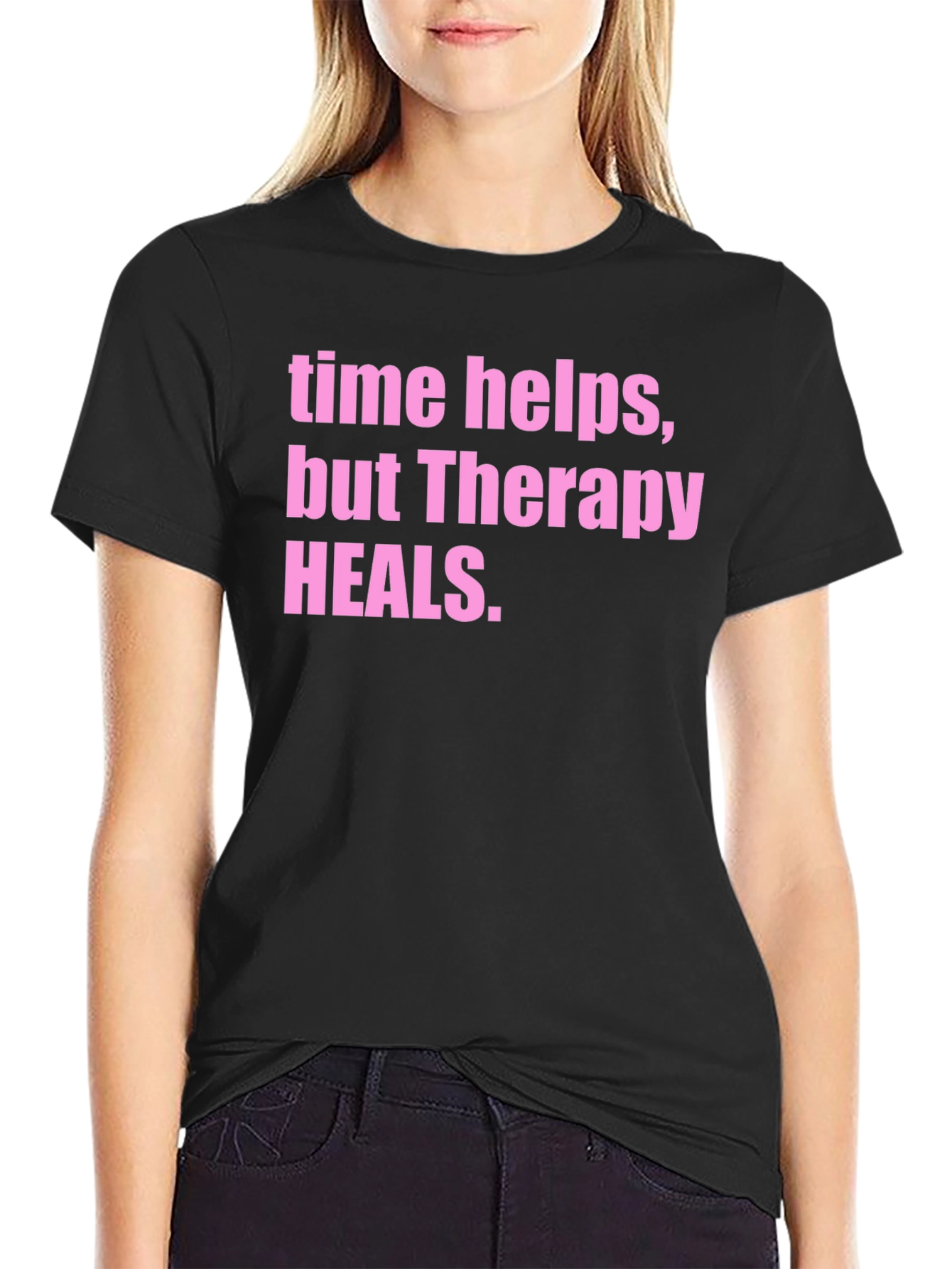 Black Therapy Heals Graphic Tee - Black view 2