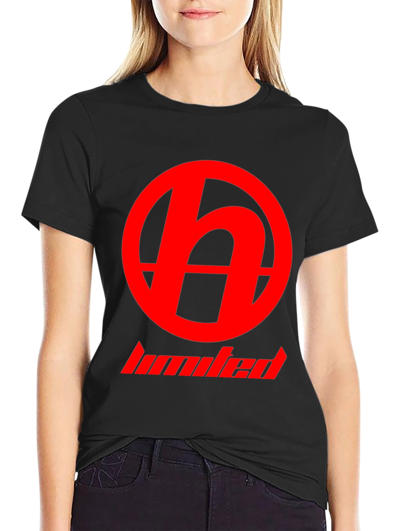 Black Red Logo Black T-Shirt - Modern Casual Wear view 2