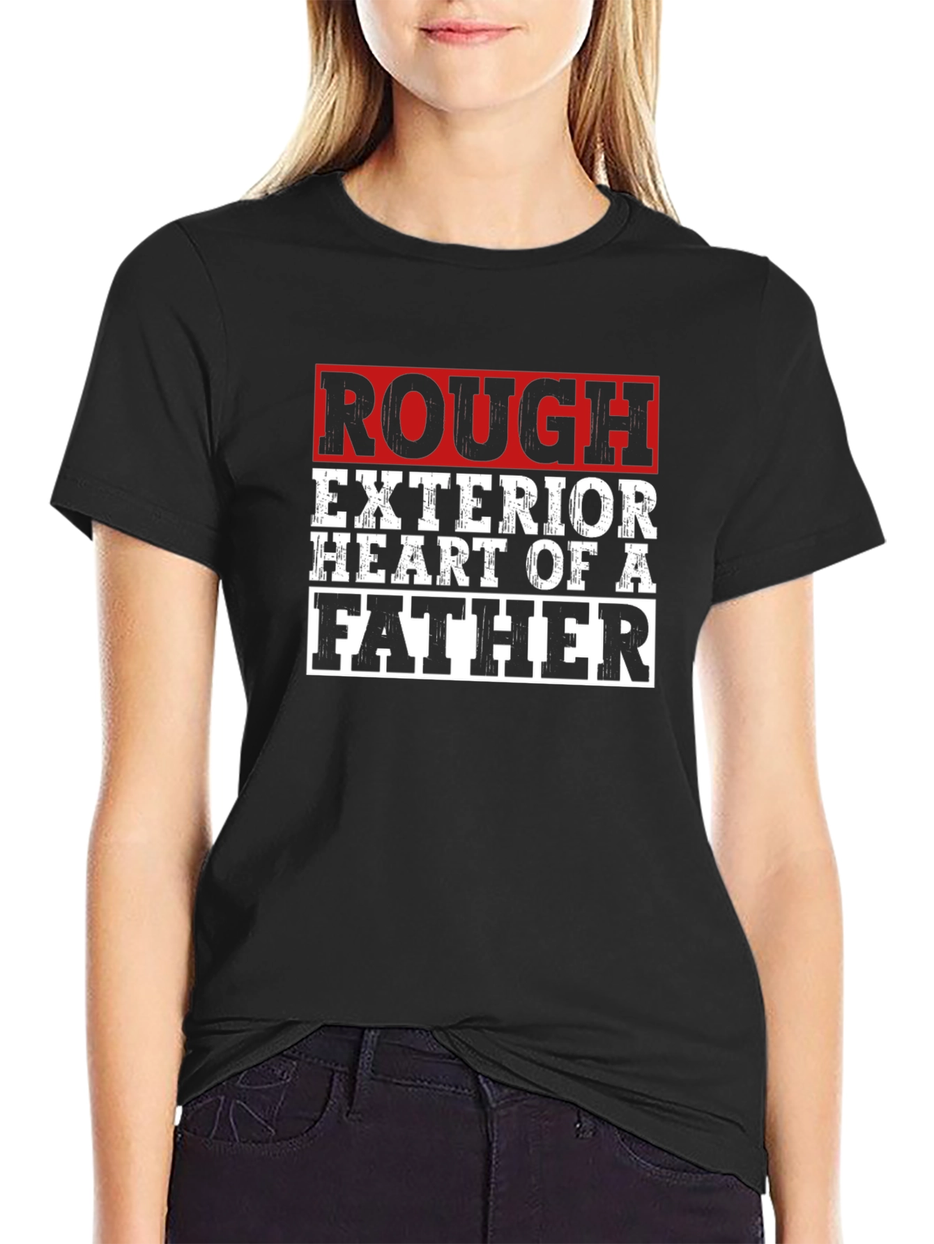 Black Rough Exterior Heart of a Father Graphic T-Shirt view 2