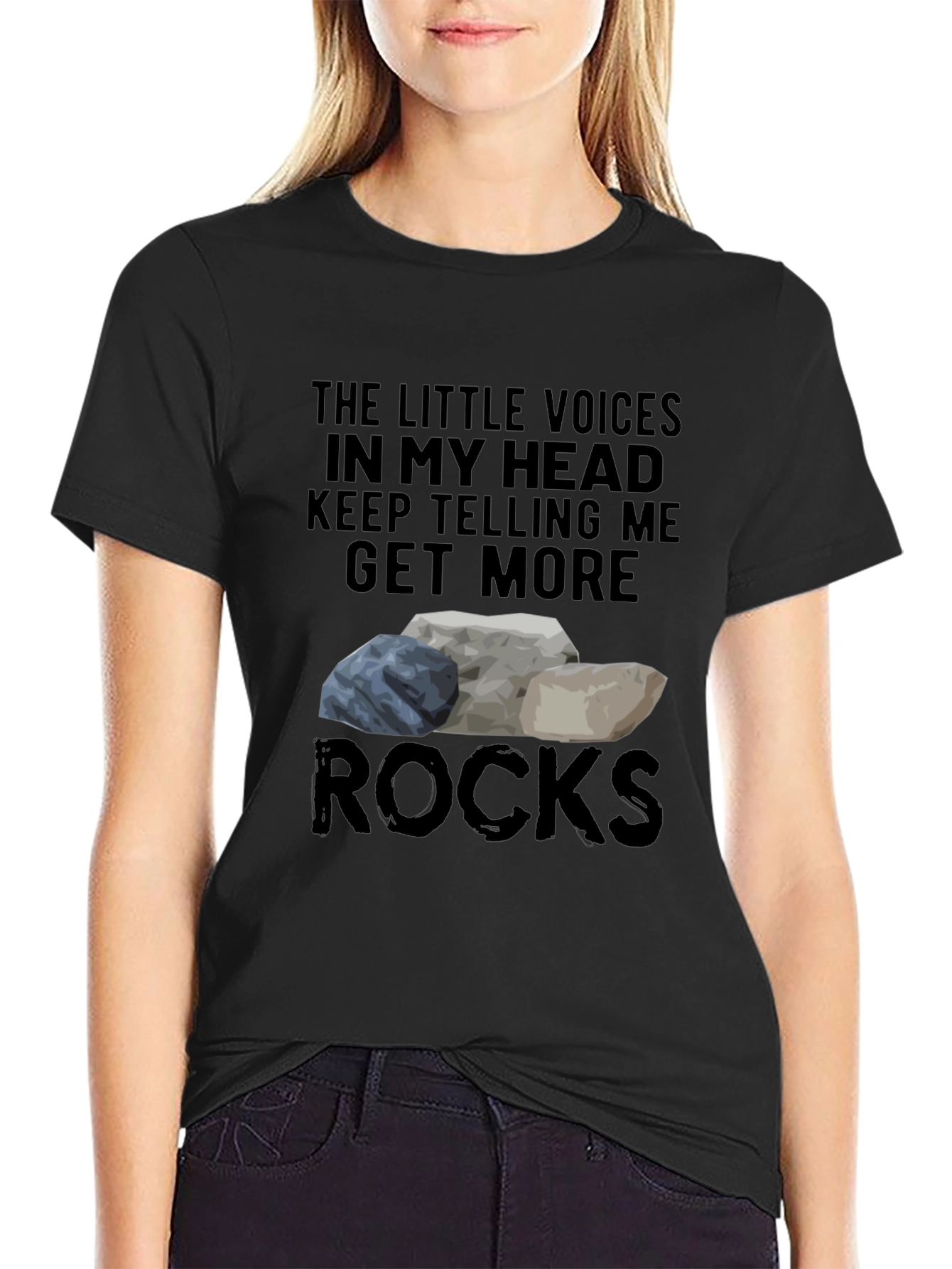 Black Get More Rocks T-Shirt Funny Rock Collector Tee view 2
