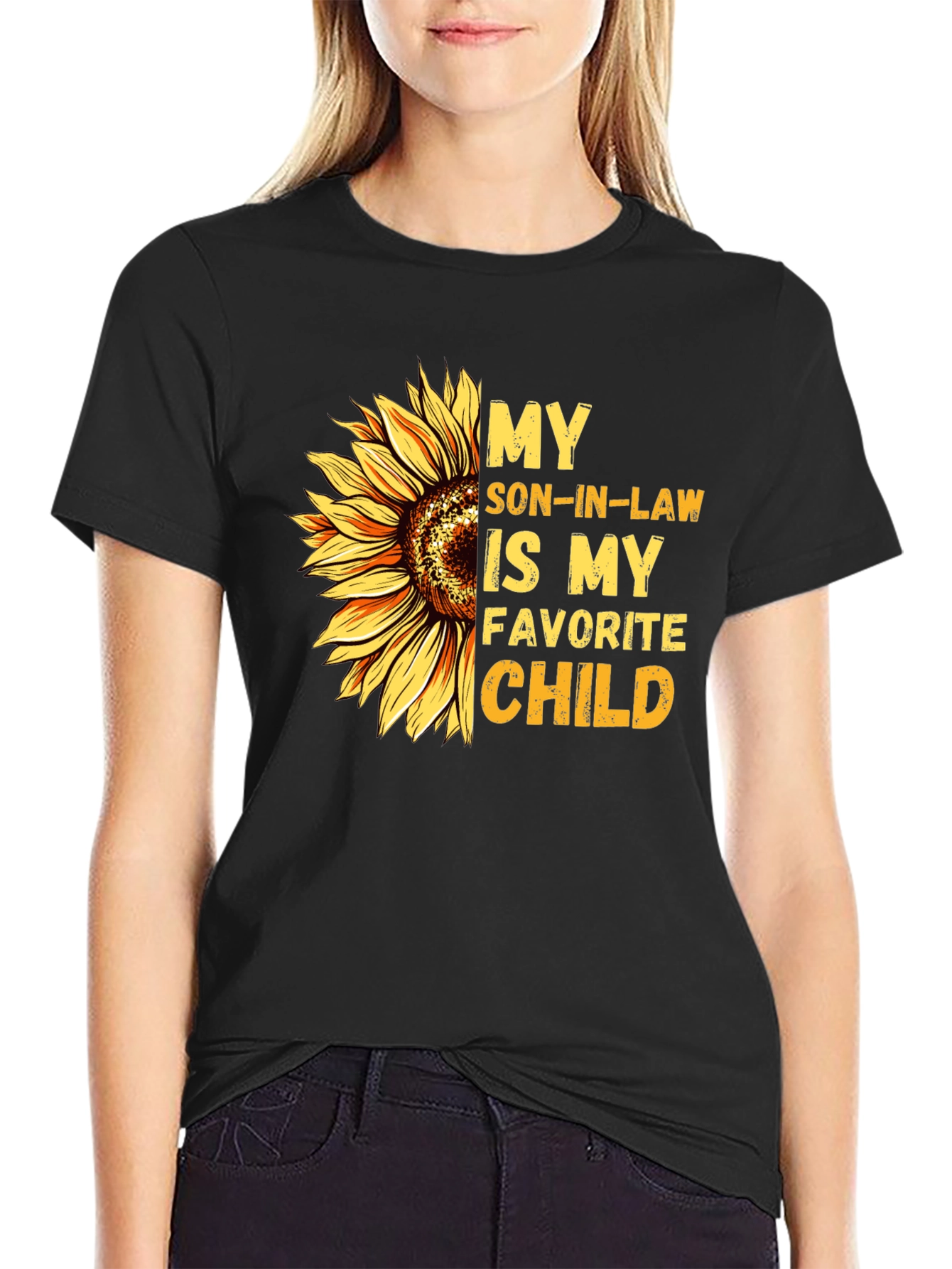 Black My Son-In-Law is My Favorite Child Sunflower Graphic Tee view 2
