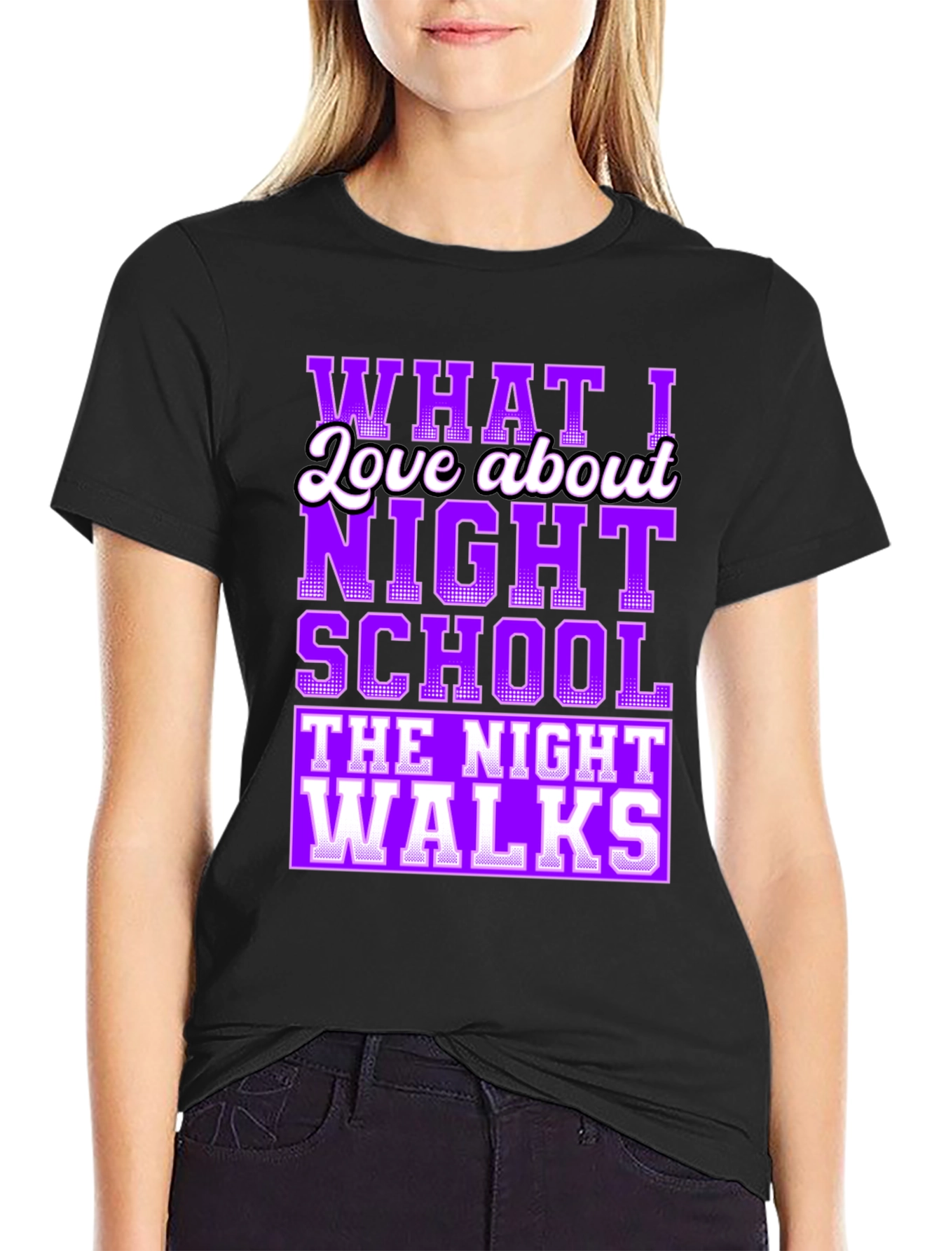 Black Night School Graphic T-Shirt - Humorous Tee view 2
