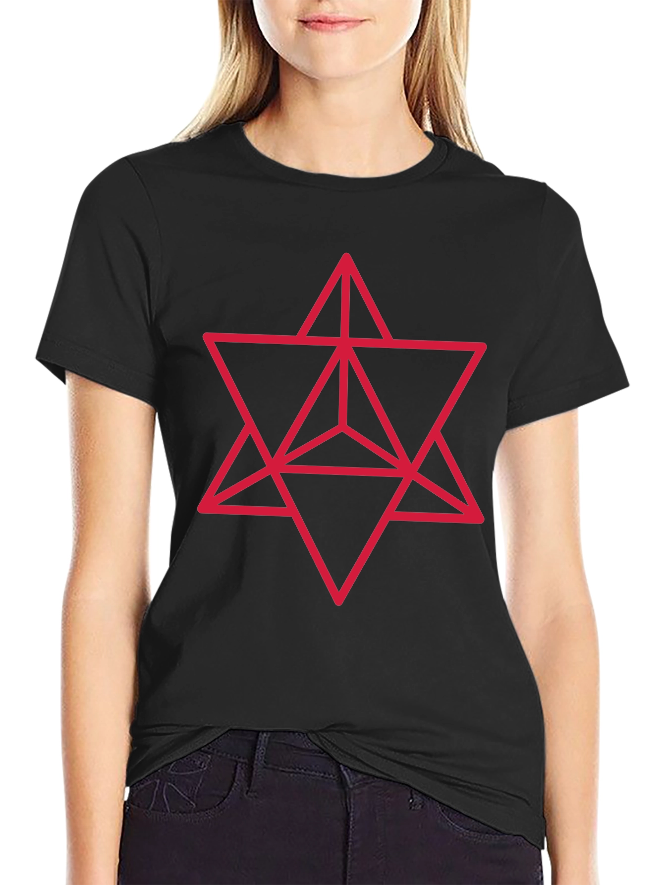 Black Geometric Merkaba Star T-Shirt view 2