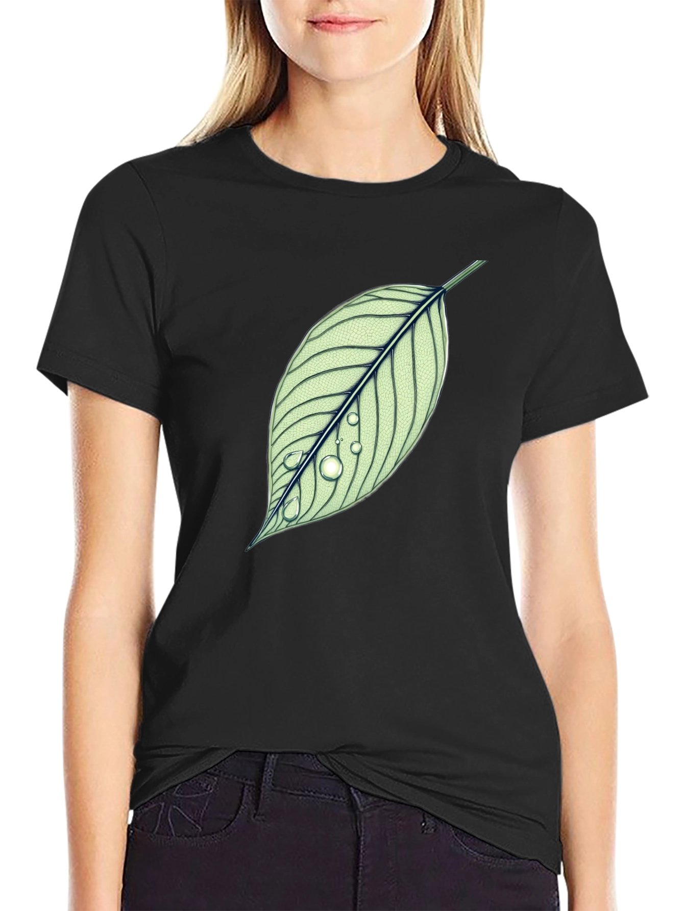 Black Leaf T-Shirt - Nature Inspired Graphic Tee view 2
