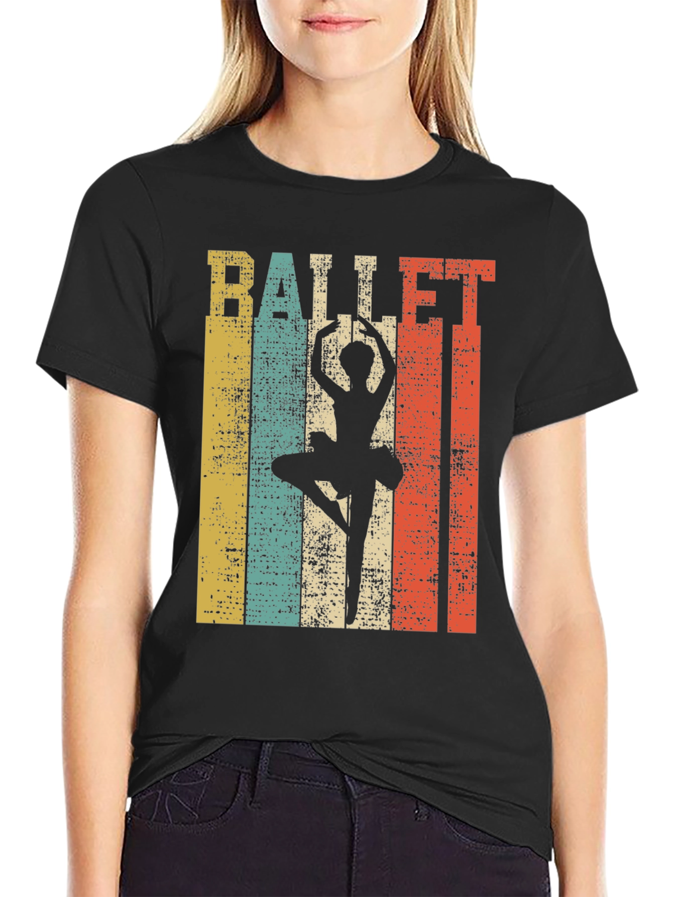 Black Ballet Dancer Retro Style Graphic Tee view 2