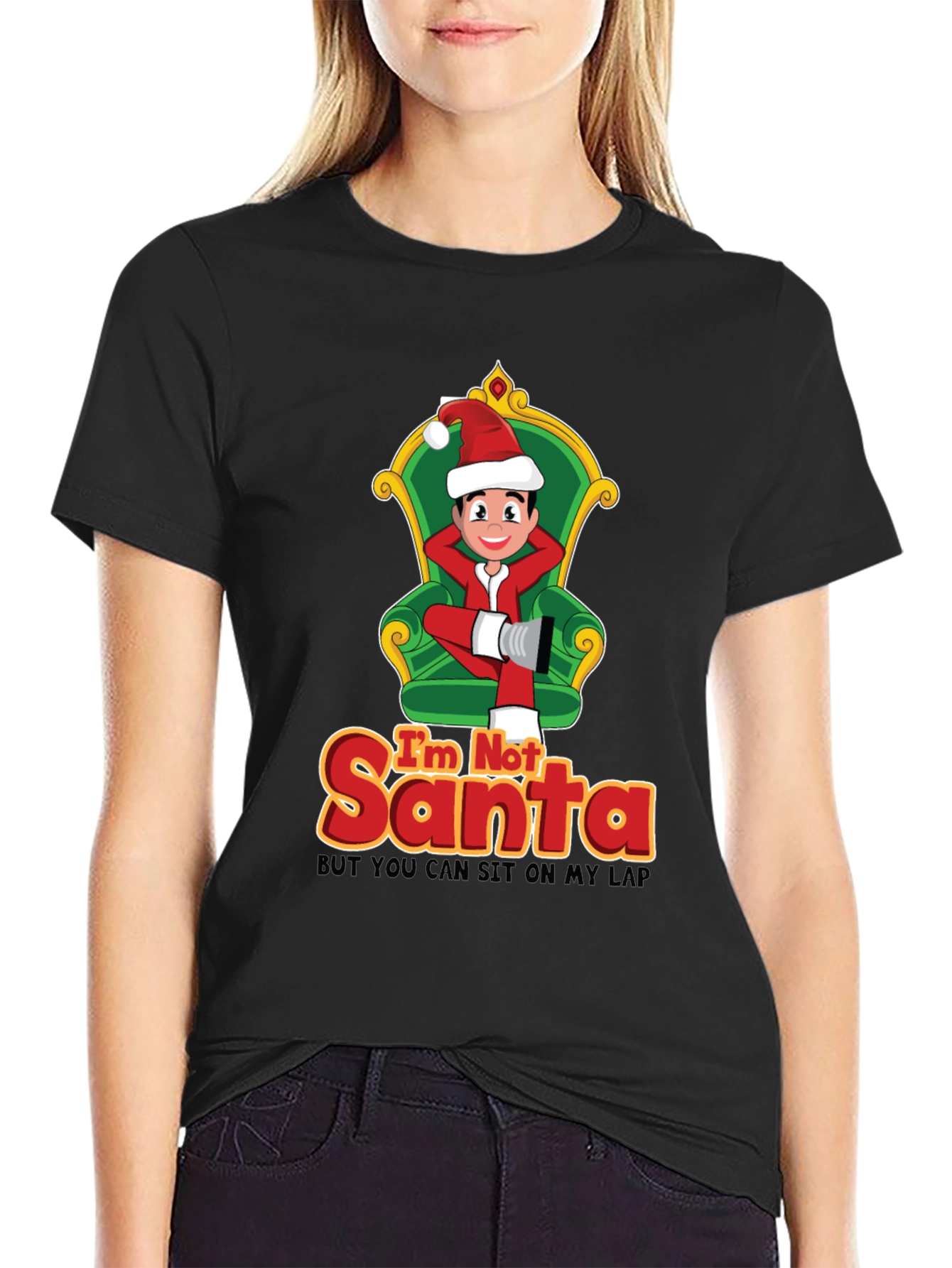 Black Funny Christmas T-Shirt: I'm Not Santa view 2
